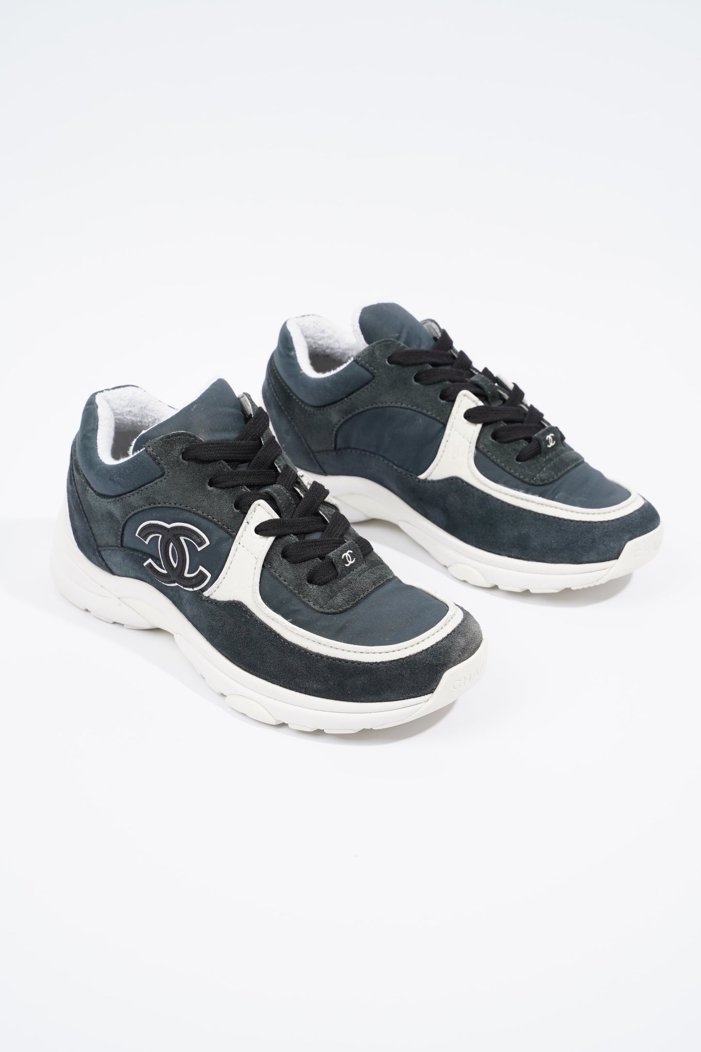 Chanel CC Logo Sneaker Navy White Suede EU 36 UK 3