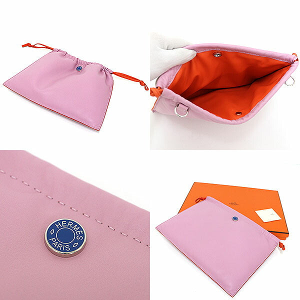 HERMES Pouch Anyo Miro Mauve Sylvestre/Orange Poppy/Blue France Pillow Verso Pouch