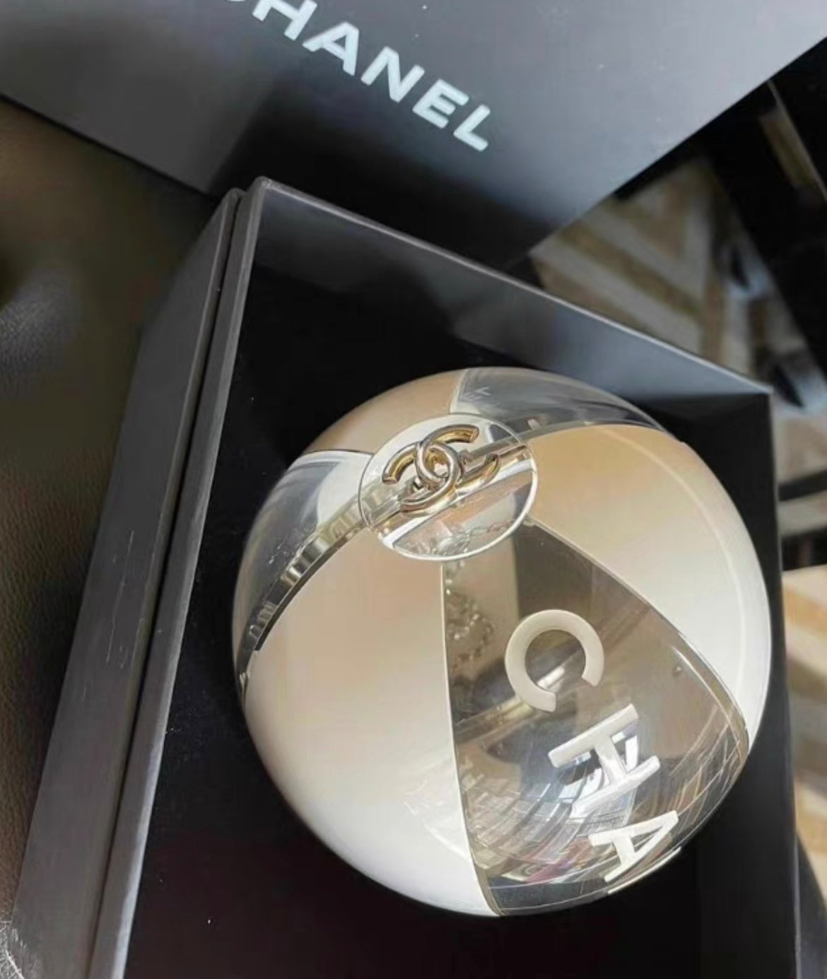 CHANEL 2019 CREAM WHITE COCO BEACH BALL MINAUDIÃRE CLUTCH BAG GHW