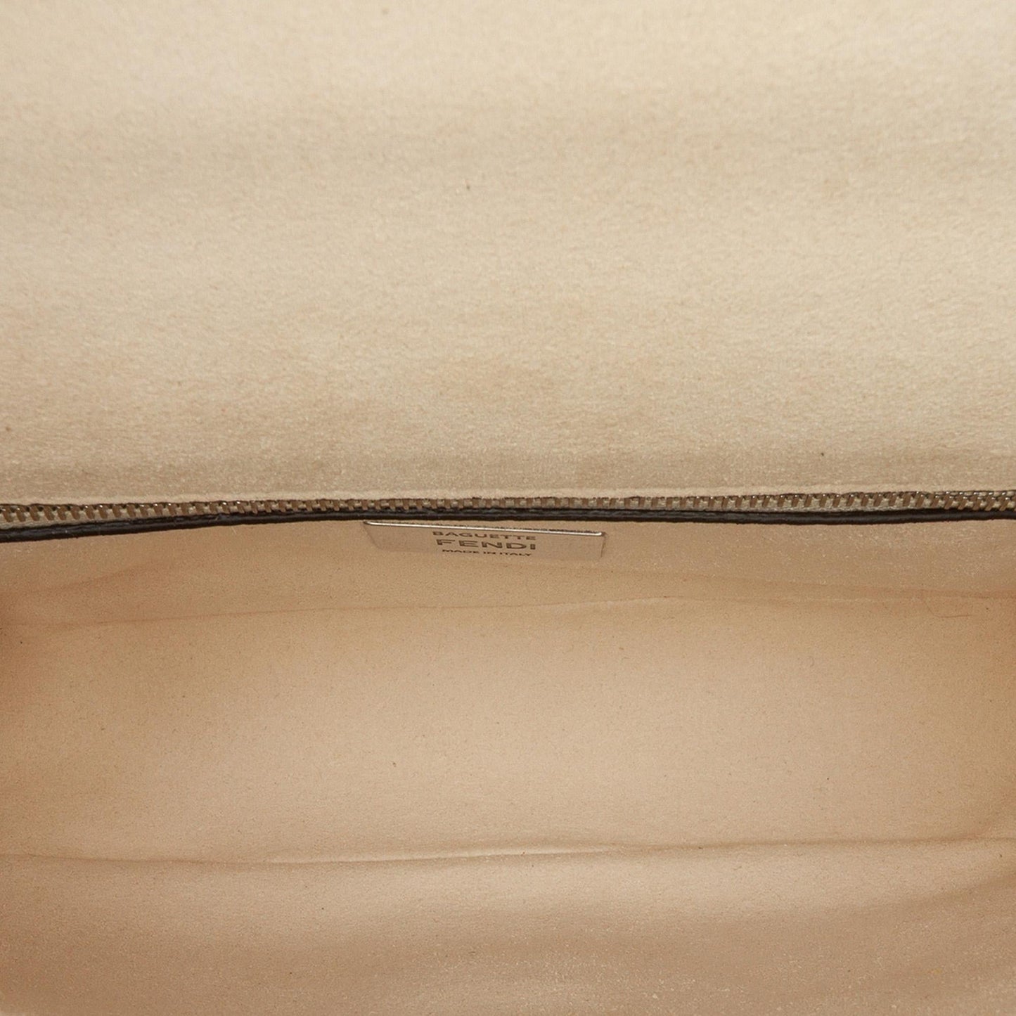 Fendi FF Chenille and Leather Chain Midi Baguette