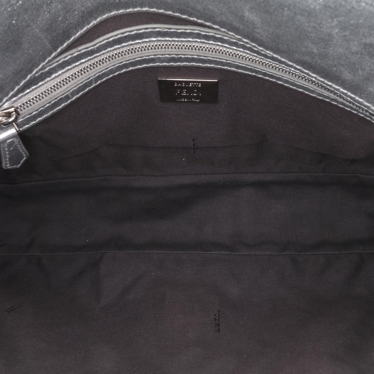 Fendi Large Zucca Embossed Leather Baguette Satchel