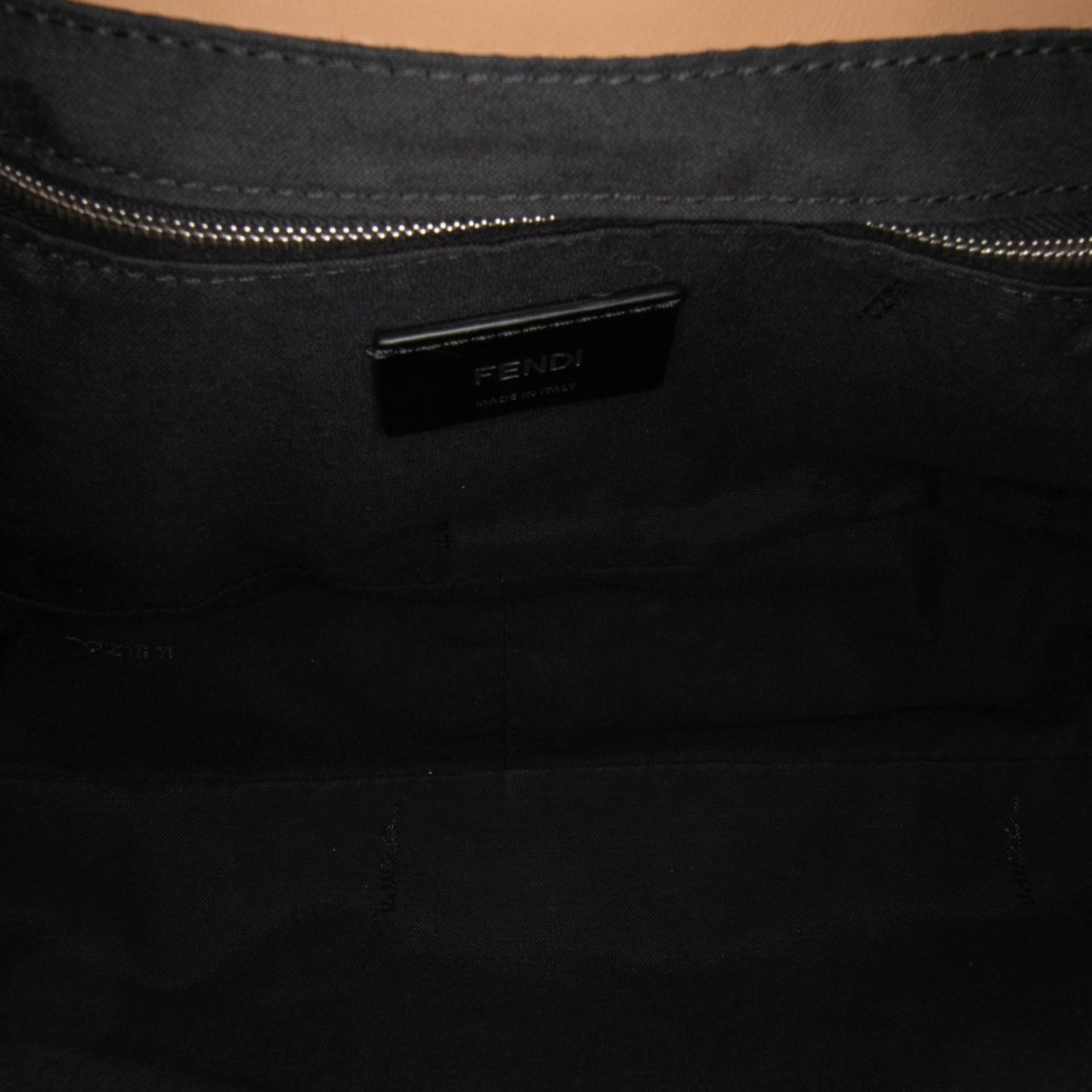 Fendi Large Zucca and Pequin Canvas Convertible Baguette Satchel