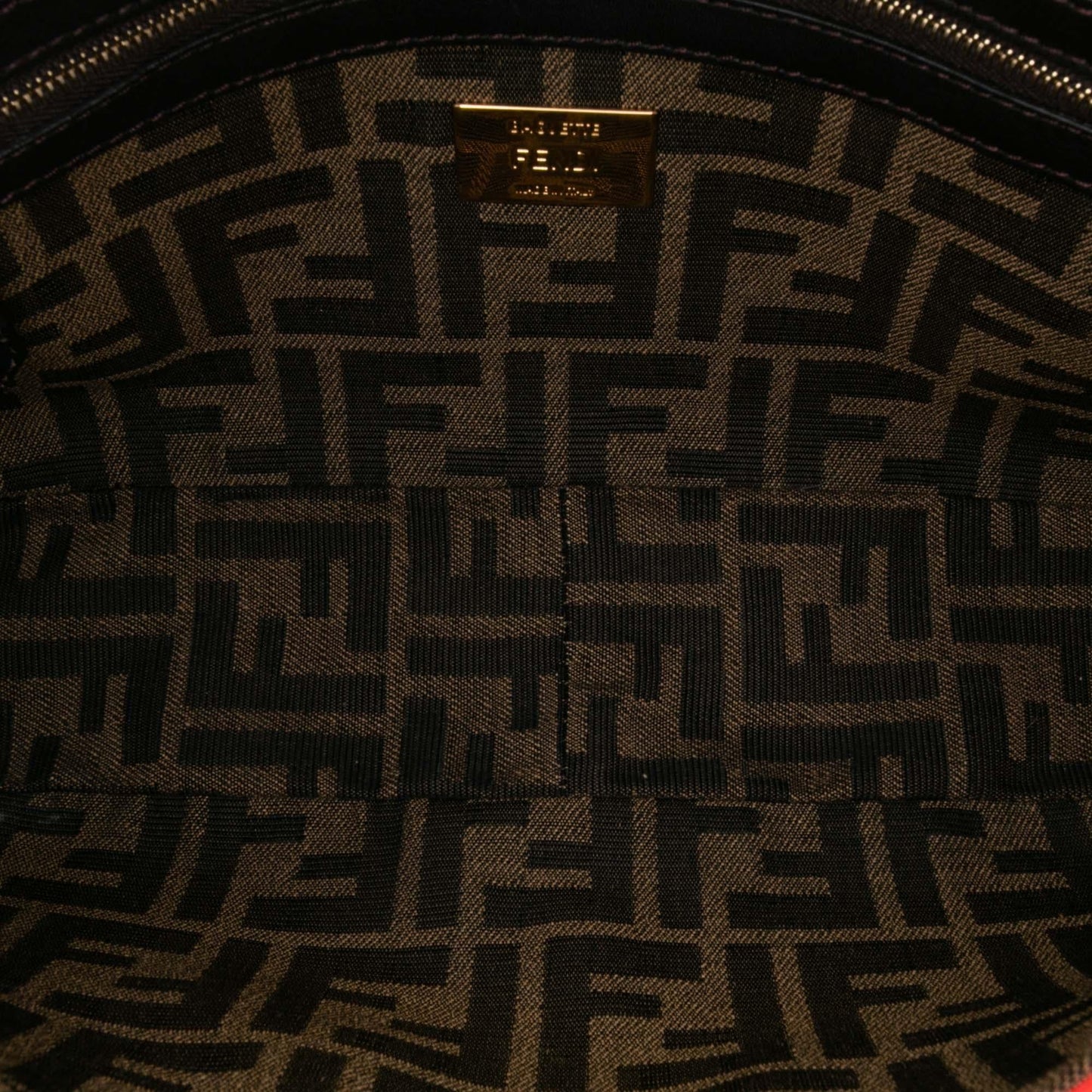 Fendi Medium Zucca Canvas Fluo Trim Baguette Satchel