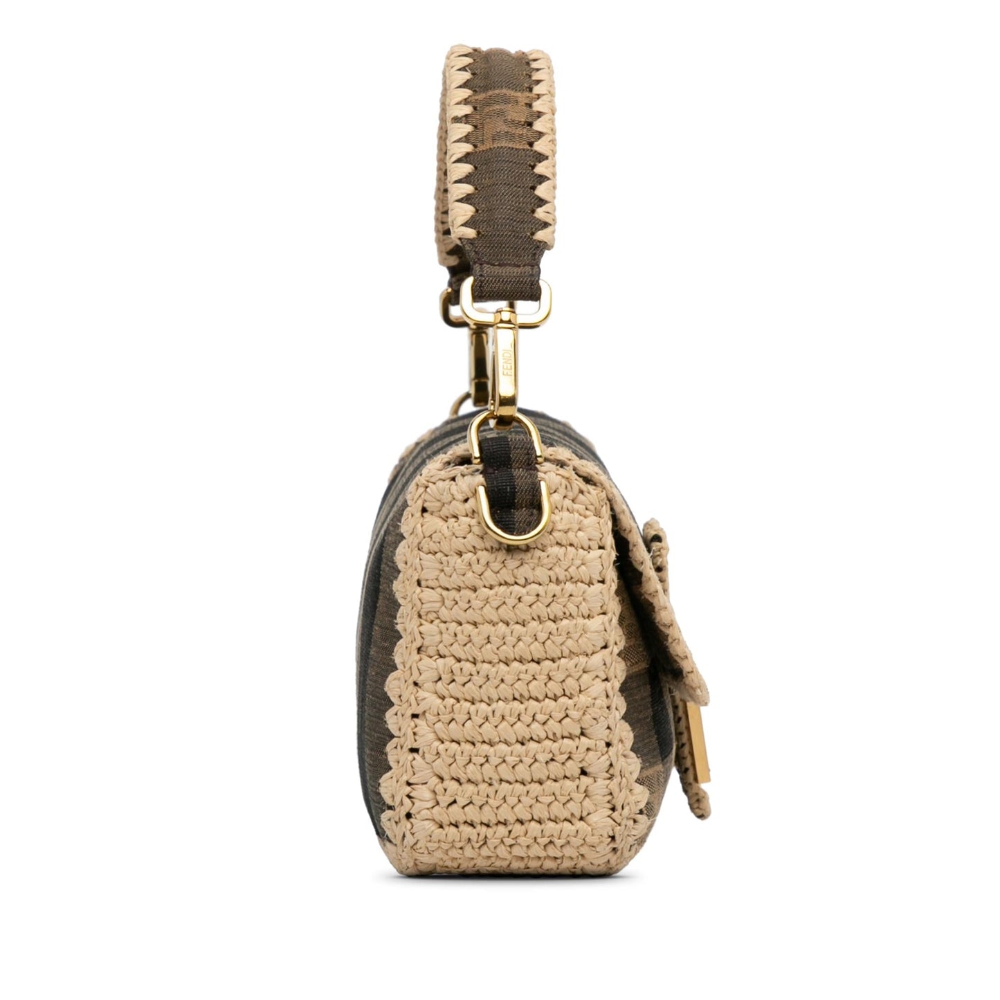 Fendi Pequin Canvas and Raffia Mamma Baguette (g32SBG)