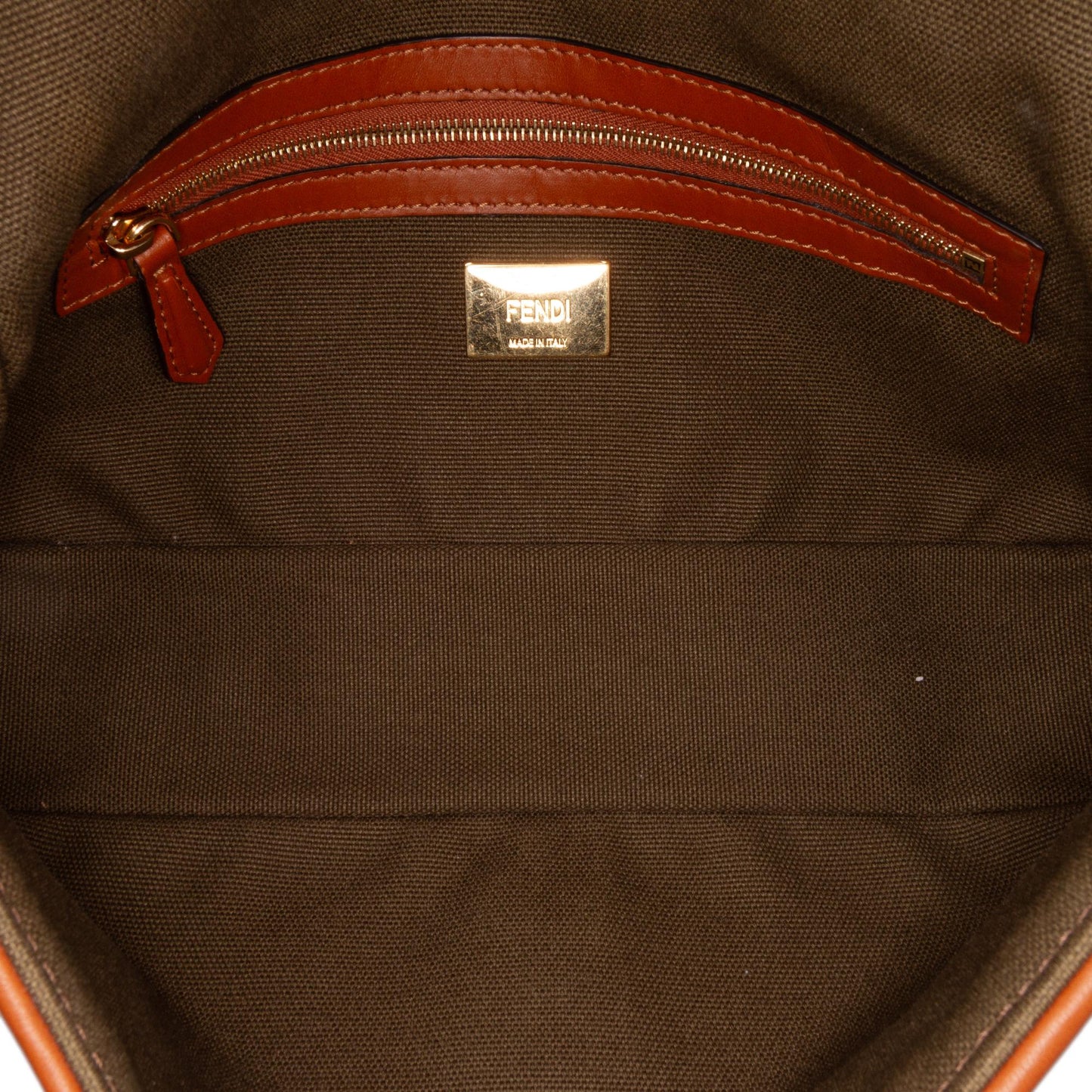 Fendi Zucca Embroidered Canvas Baguette Satchel