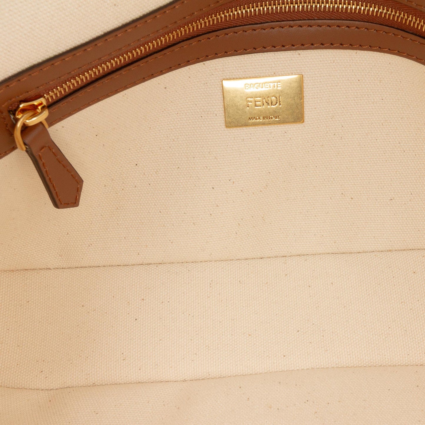Fendi Zucca Embroidered Canvas Baguette Satchel