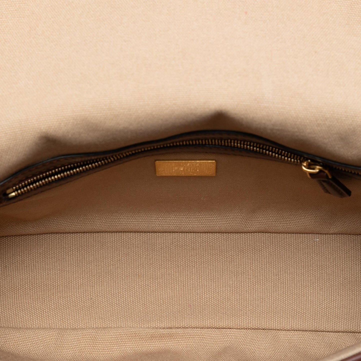 Fendi Zucca Embroidered Canvas Baguette Satchel