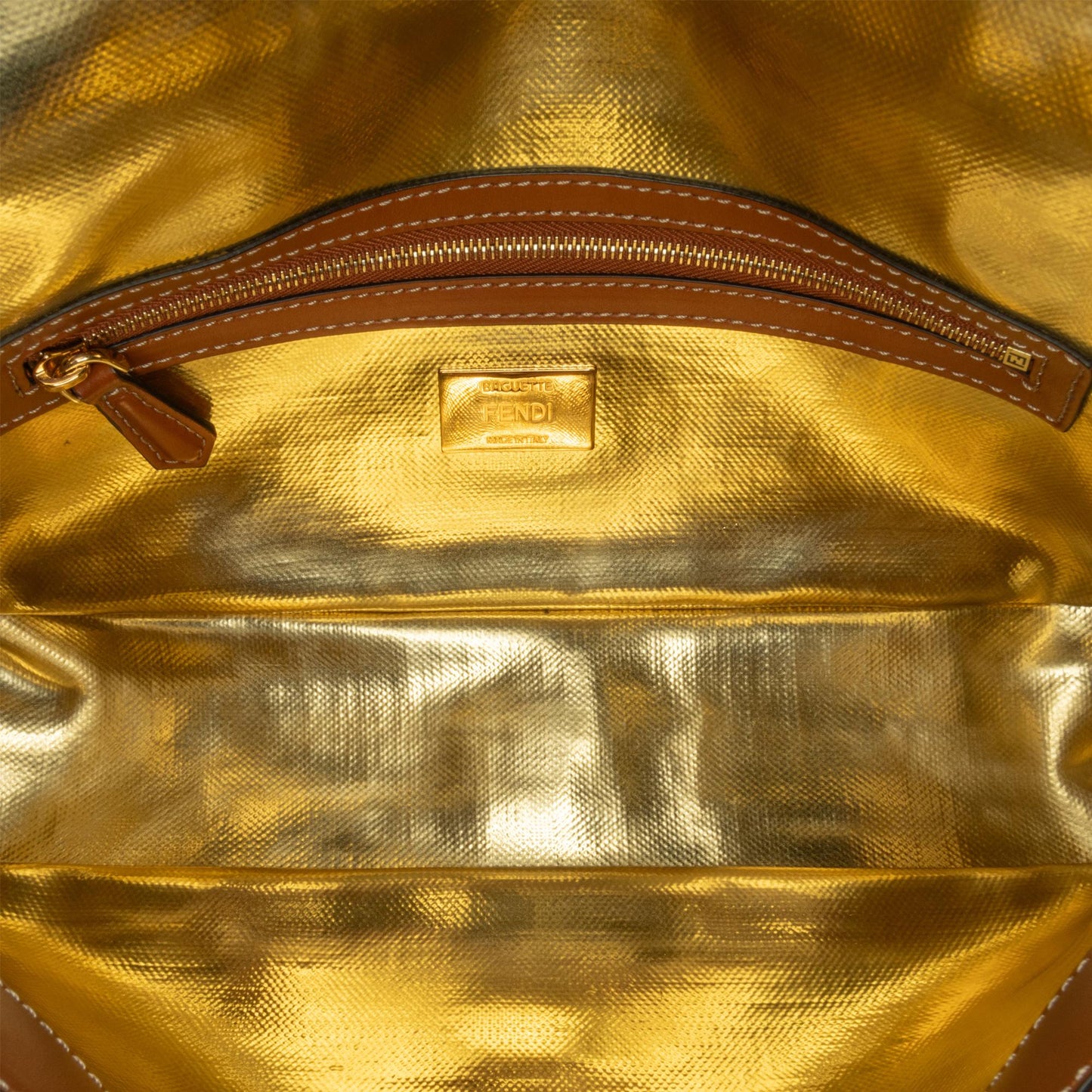 Fendi Zucca Embroidered Denim Baguette Satchel (1q9dga)