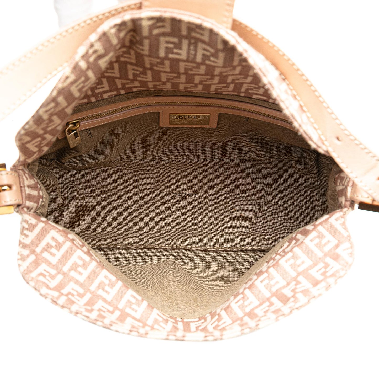 Fendi Zucchino Canvas Double Flap Shoulder Bag (W6URSq)