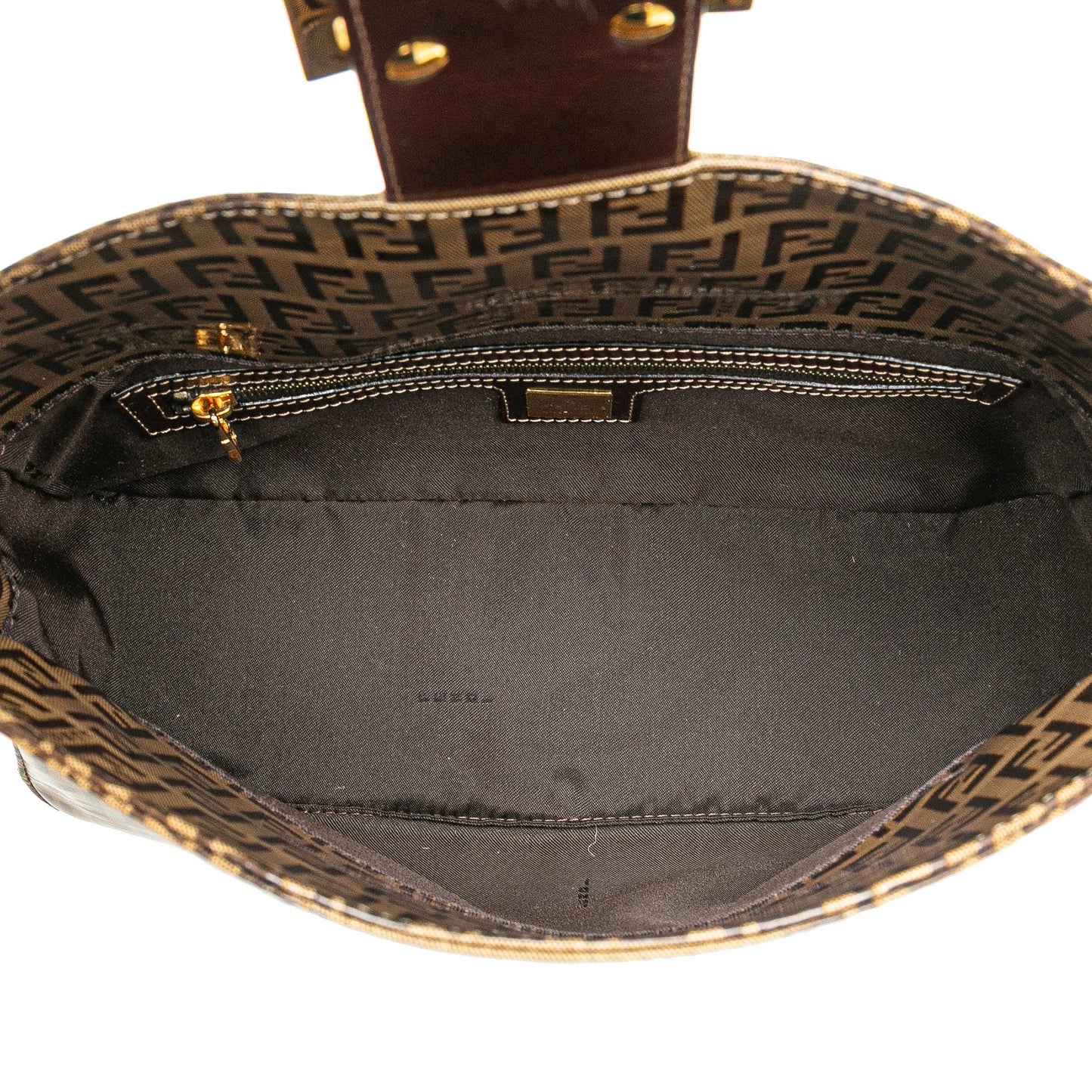 Fendi Zucchino Crystal Double Flap Shoulder Bag