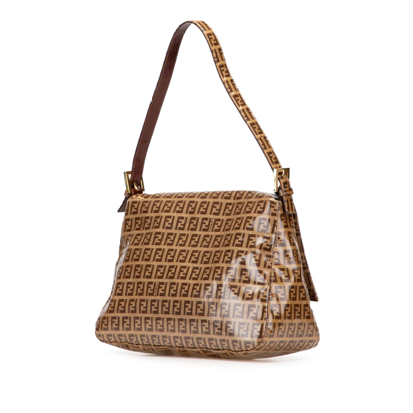 Fendi Zucchino Canvas Double Flap Shoulder Bag