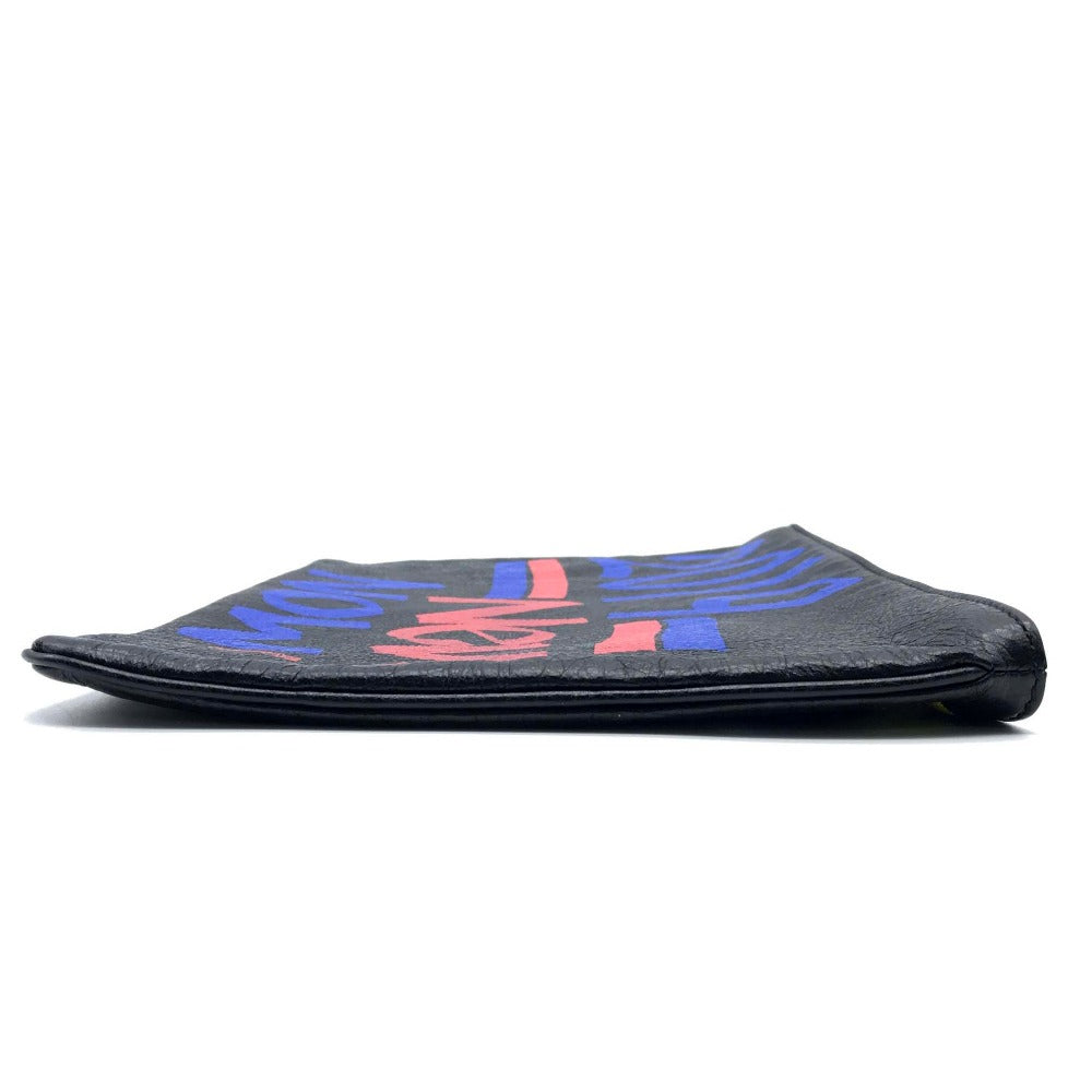 BALENCIAGA Clutch bag 535334 leather Black x multicolor Graffiti Paint Explorer mens