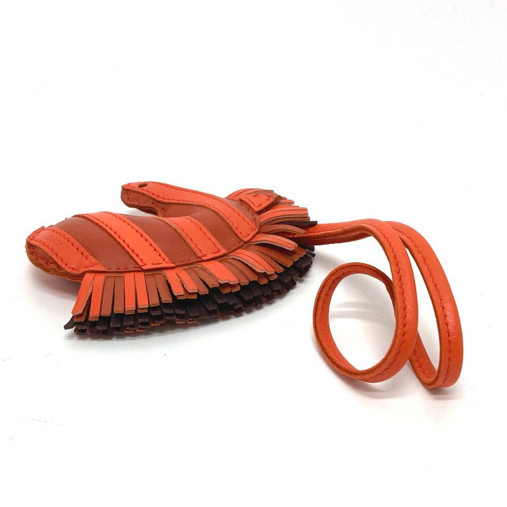 HERMES Bag charm lambskin Orange type zebra Gee Gee Savannah Women