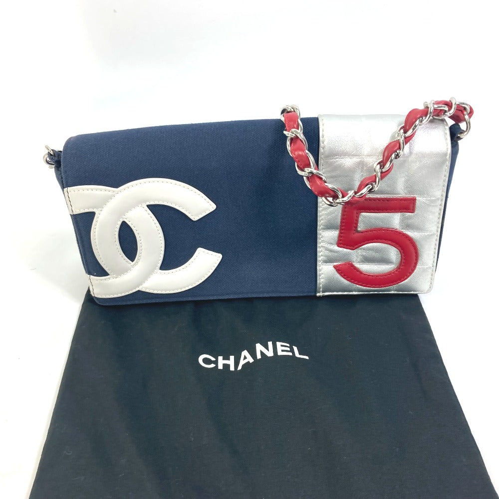 CHANEL Shoulder Bag Canvas / leather Navy NO.5 Number 5 Women