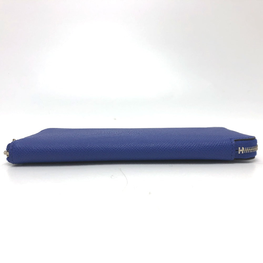 HERMES Long Wallet Purse Epsom Blue type Azap long silk in