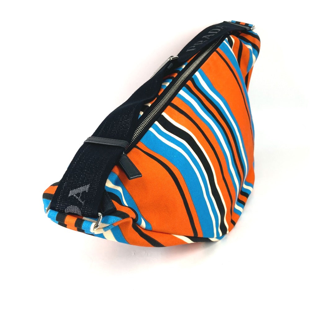 PRADA Shoulder Bag 2VY007 canvas Orange stripe Triangle Bayadere mens