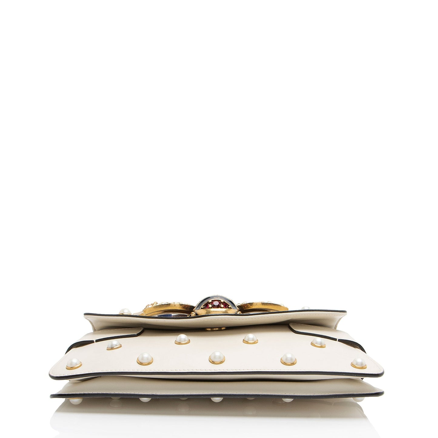 Gucci Calfskin Pearl Bee Broadway Mini Shoulder Bag