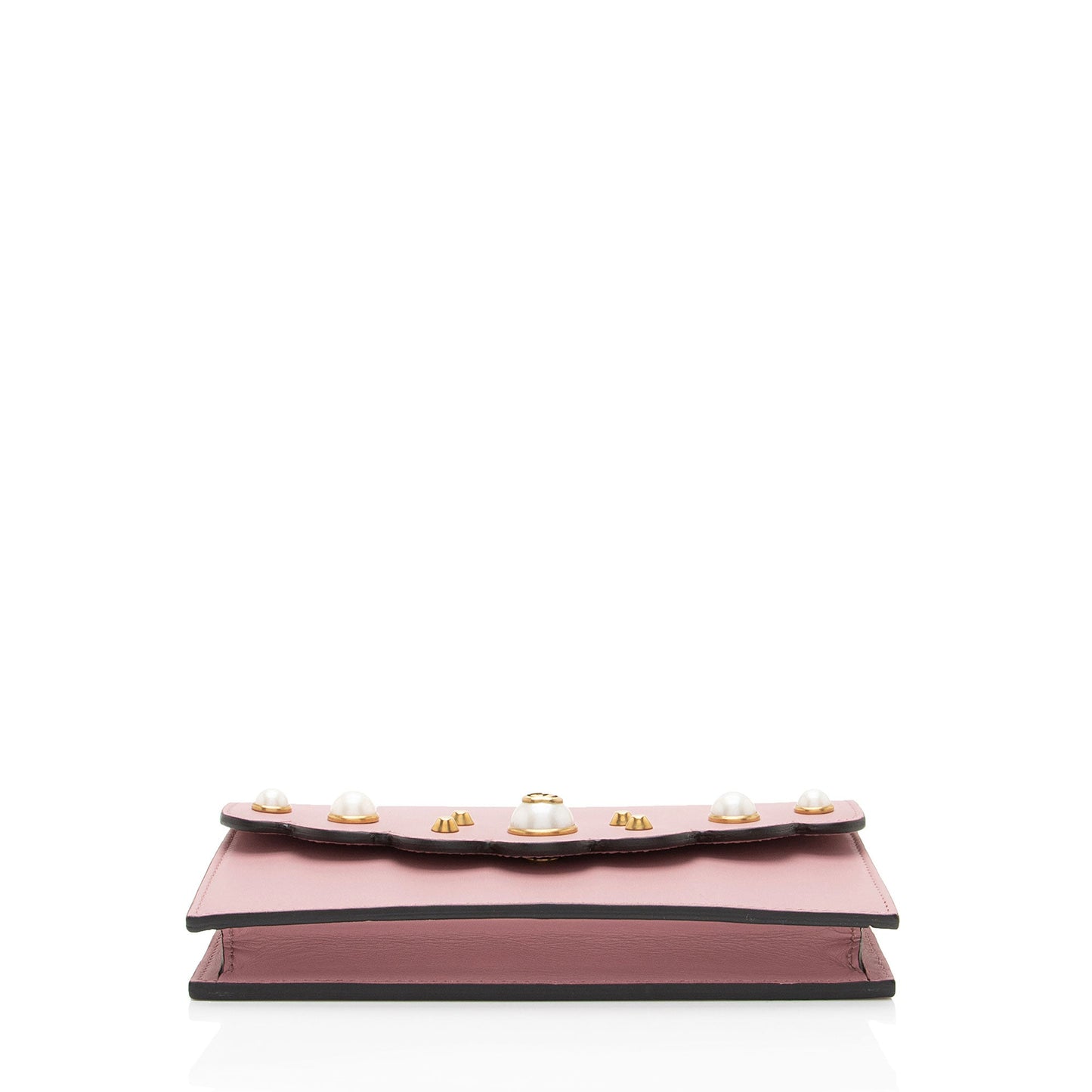 Gucci Calfskin Peony Pearly Mini Wallet on Chain