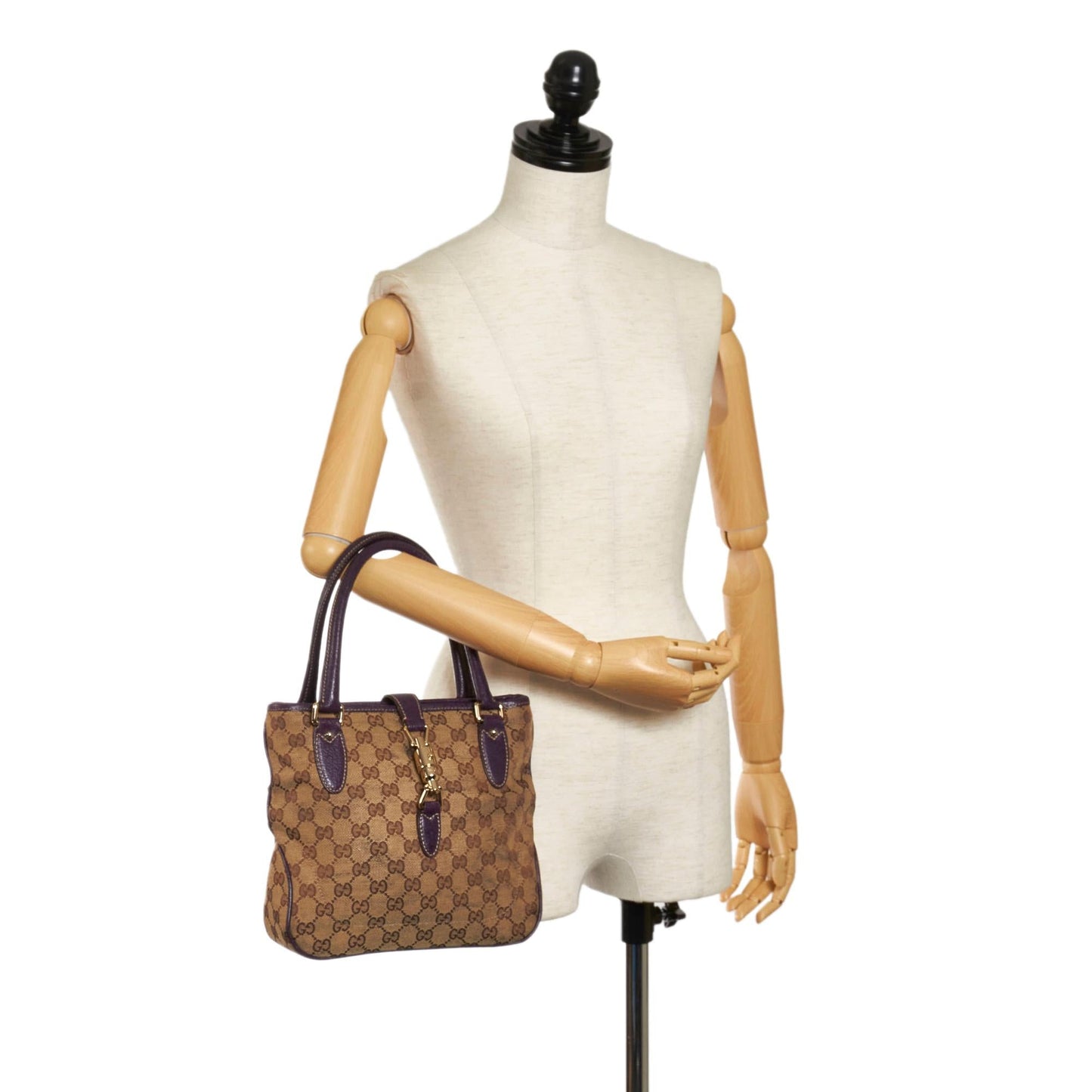 Gucci GG Canvas Jackie Piston Lock Tote (SHG-32865)