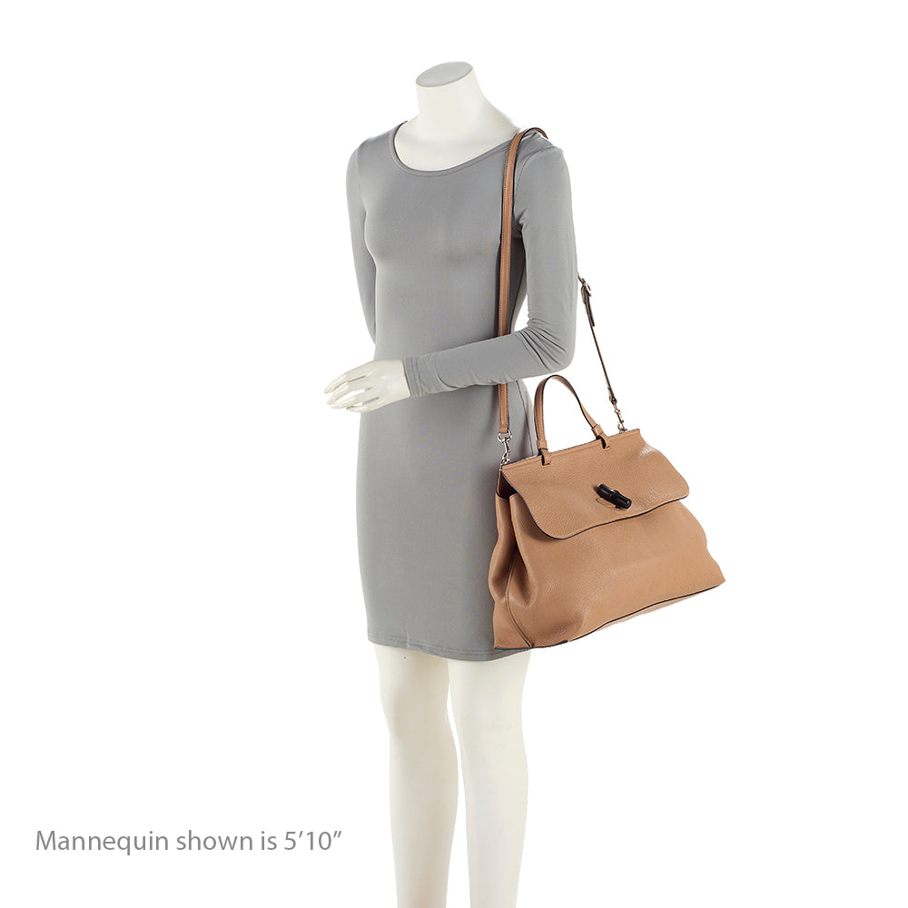 Gucci Leather Bamboo Daily Large Satchel (SHF-20630)