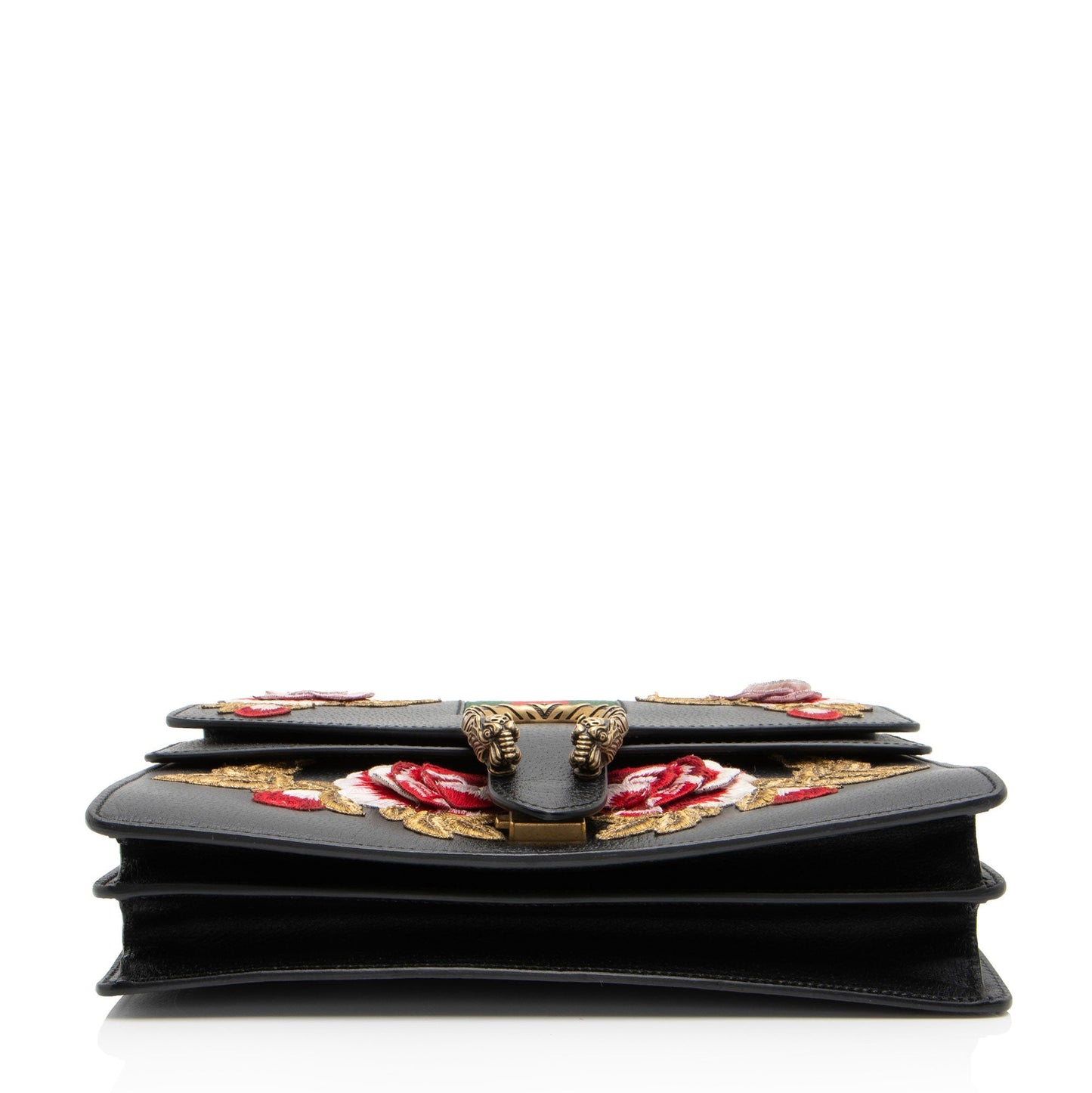 Gucci Leather Embroidered Rose Dionysus Medium Shoulder Bag (SHF-NIvfQT)