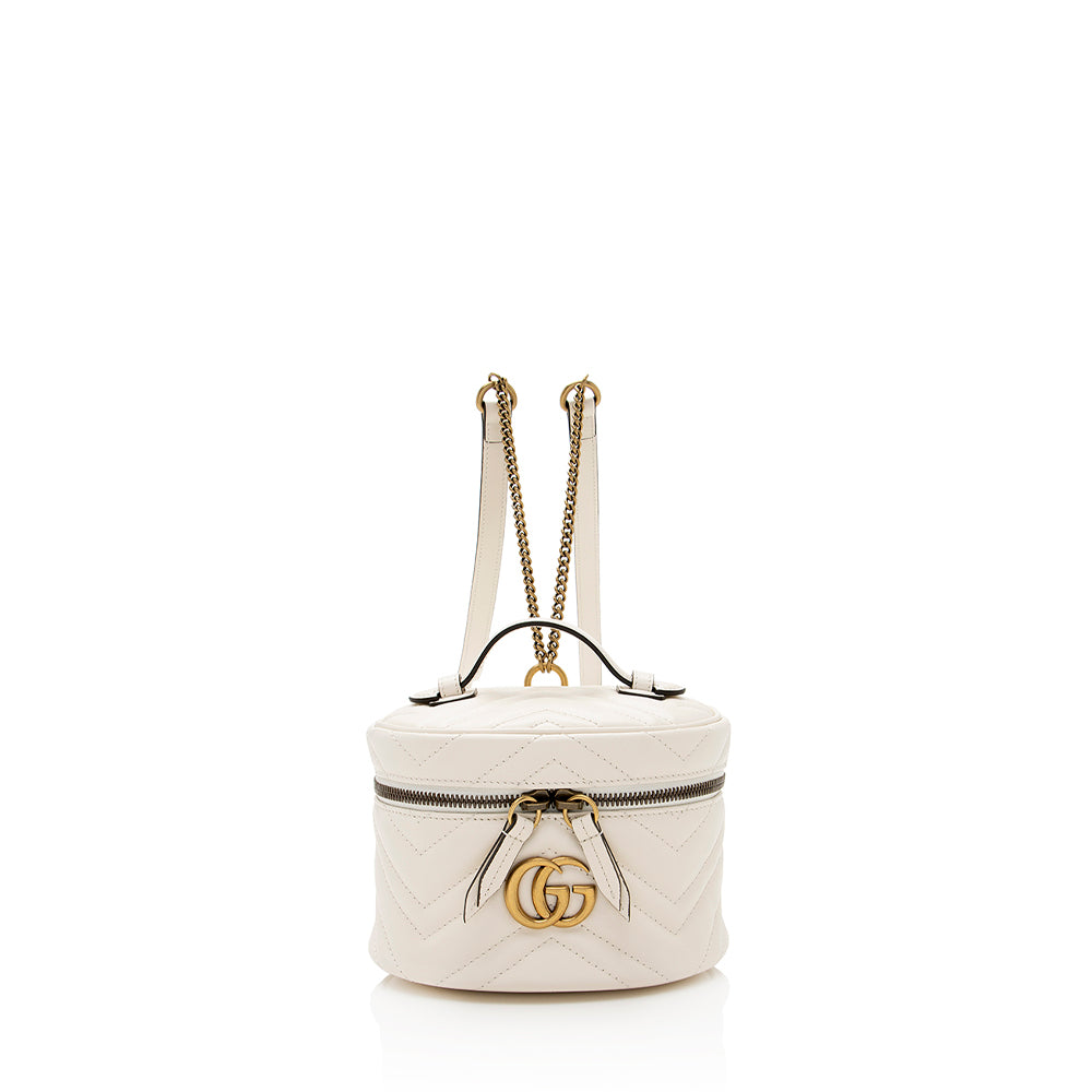 Gucci Matelasse Leather GG Marmont Round Mini Backpack (SHF-19850)