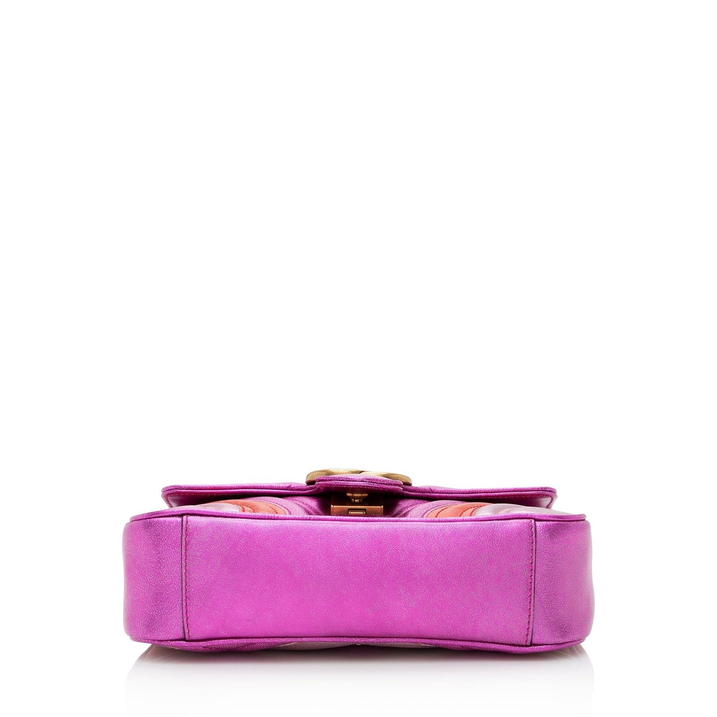 Gucci Metallic Matelasse Leather GG Marmont Mini Shoulder Bag (SHF-22837)