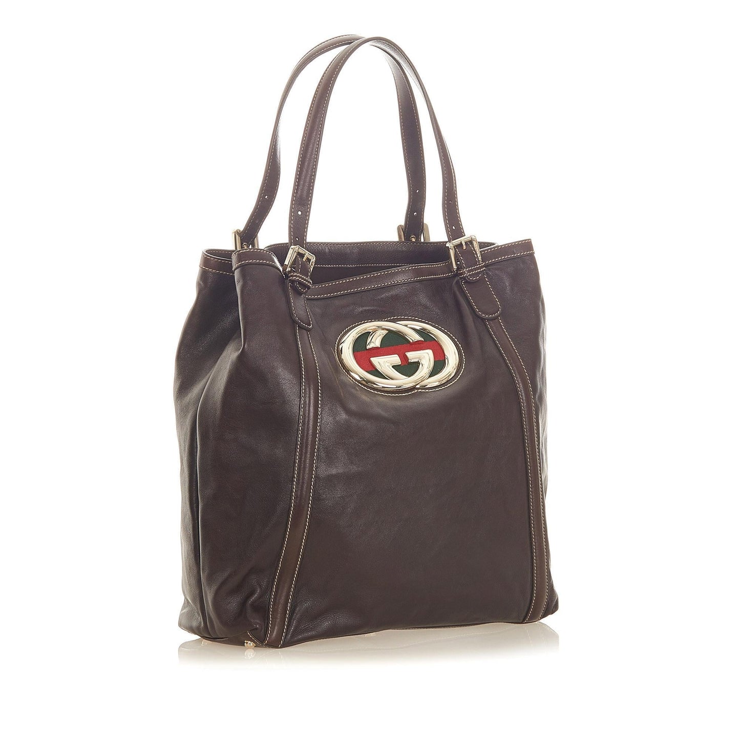 Gucci Web Leather Tote Style 2