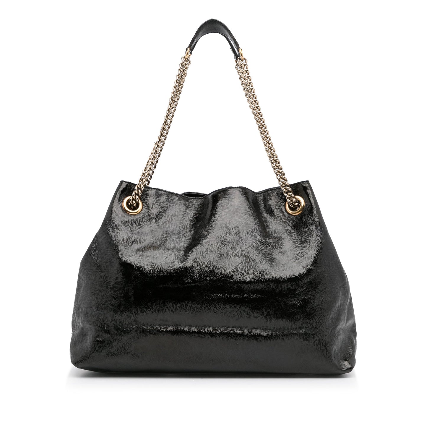 Gucci Soho Black Leather Patent Leather Tote