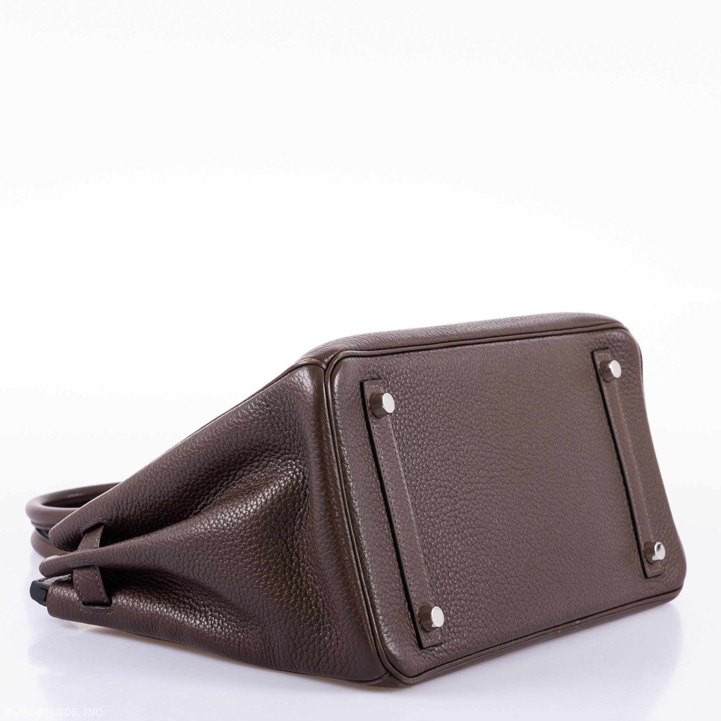 HermesBirkin 30 Chocolat Clemence Palladium Hardware