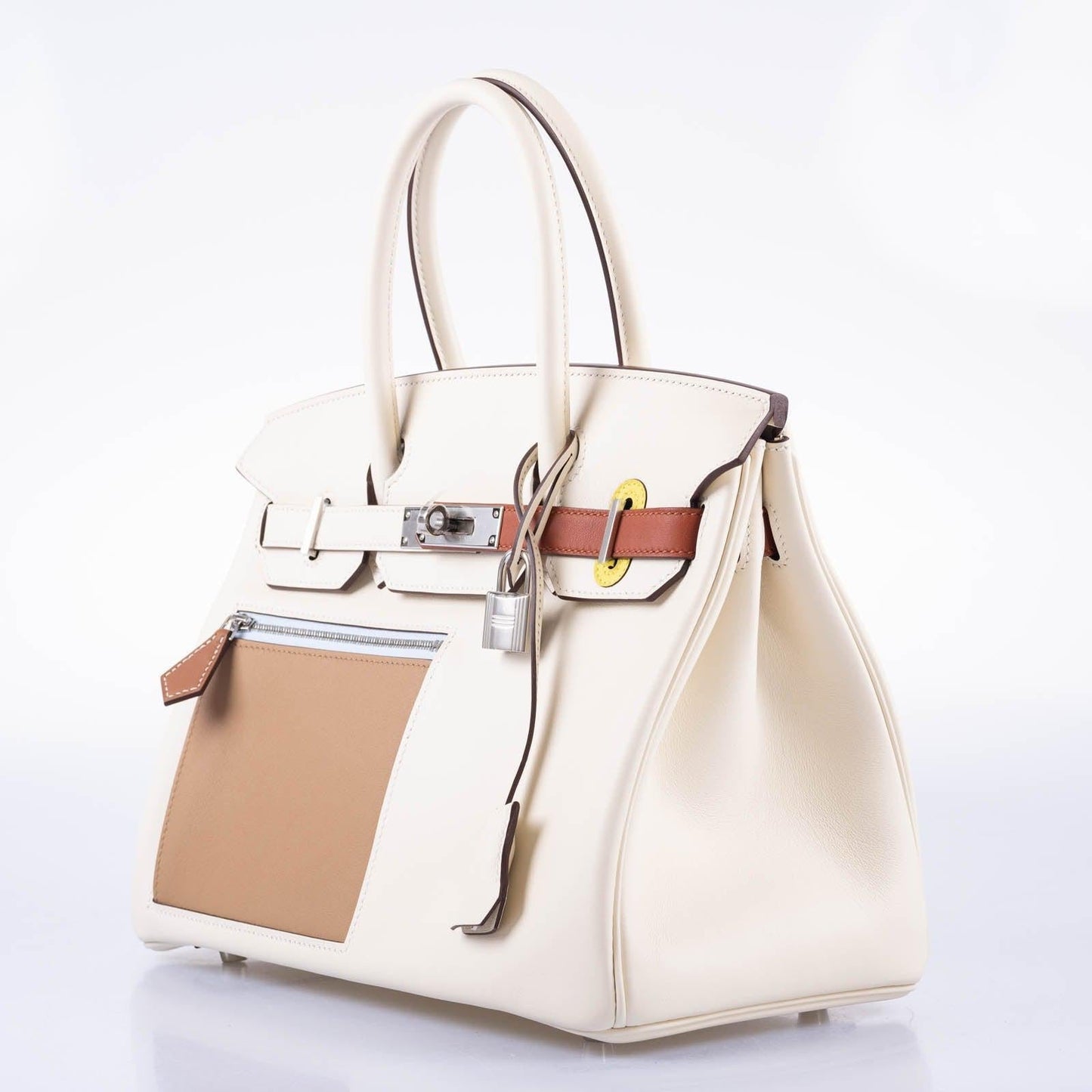 HermesBirkin 30 Colormatic Nata, Chai and Cuivre Swift Palladium Hardware
