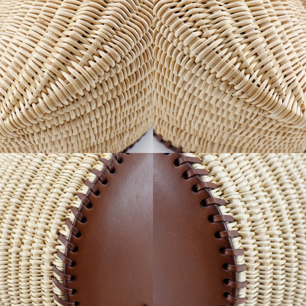 HERMES Shoulder Bag Leather, Willow Brown Basket bag fishing basket