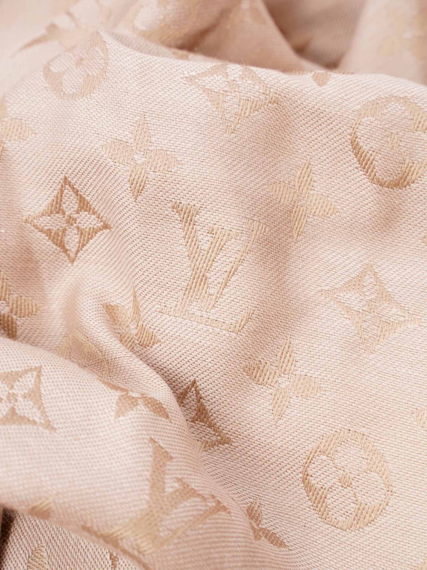 Louis Vuitton Monogram Shawl Beige Silk 139cm x 139cm