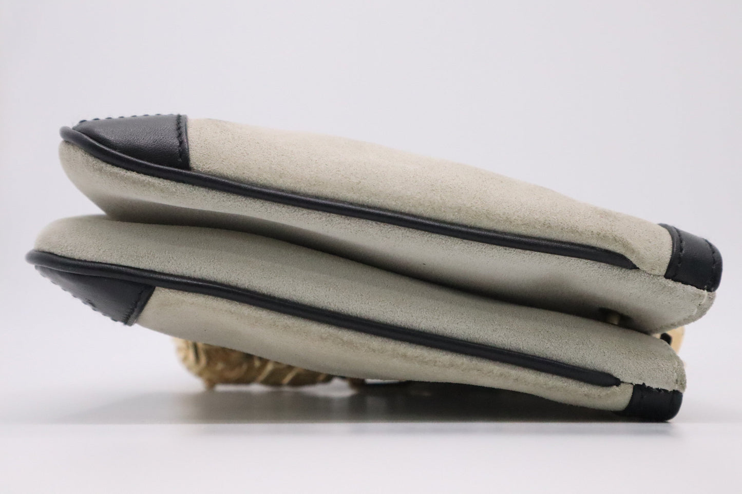 Gucci Tiger Shoulder Bag in Greige Suede Leather