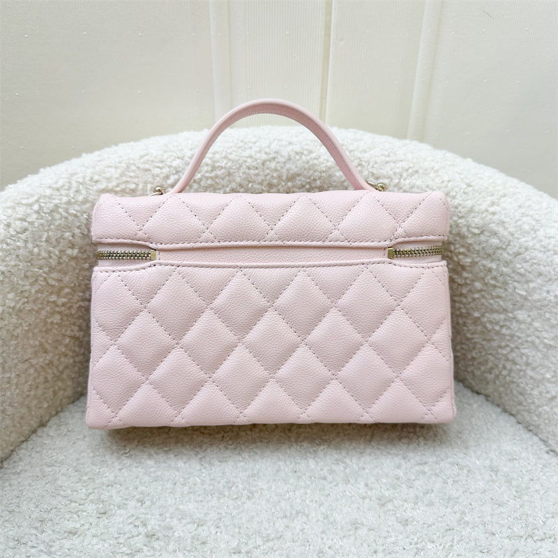 Chanel Vanity / Clutch with Chain (LP Style Bag) in 25S Light Pink Caviar and LGHW (Model: AP4385)