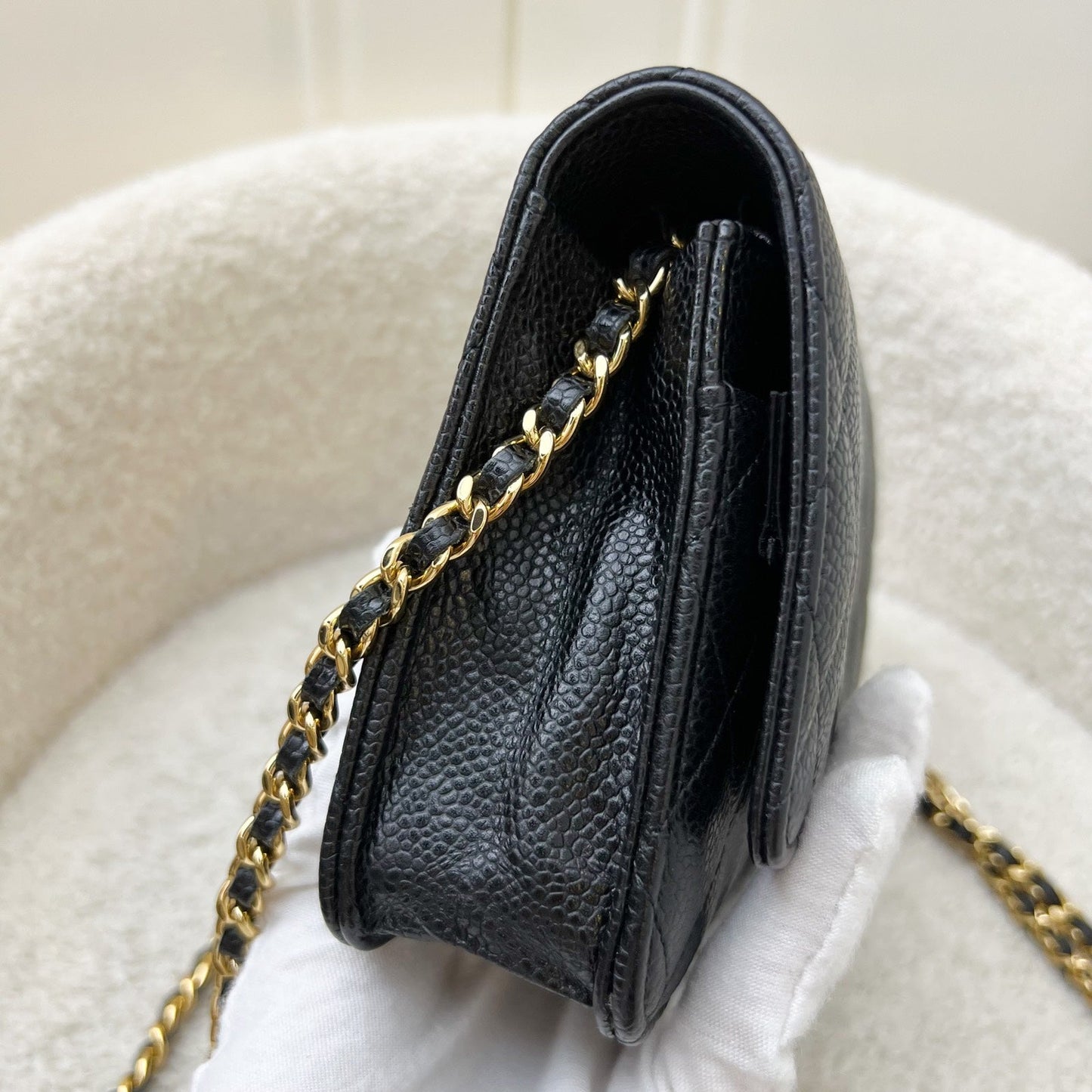 Chanel Classic Wallet on Chain WOC in Black Caviar and GHW Crossbody