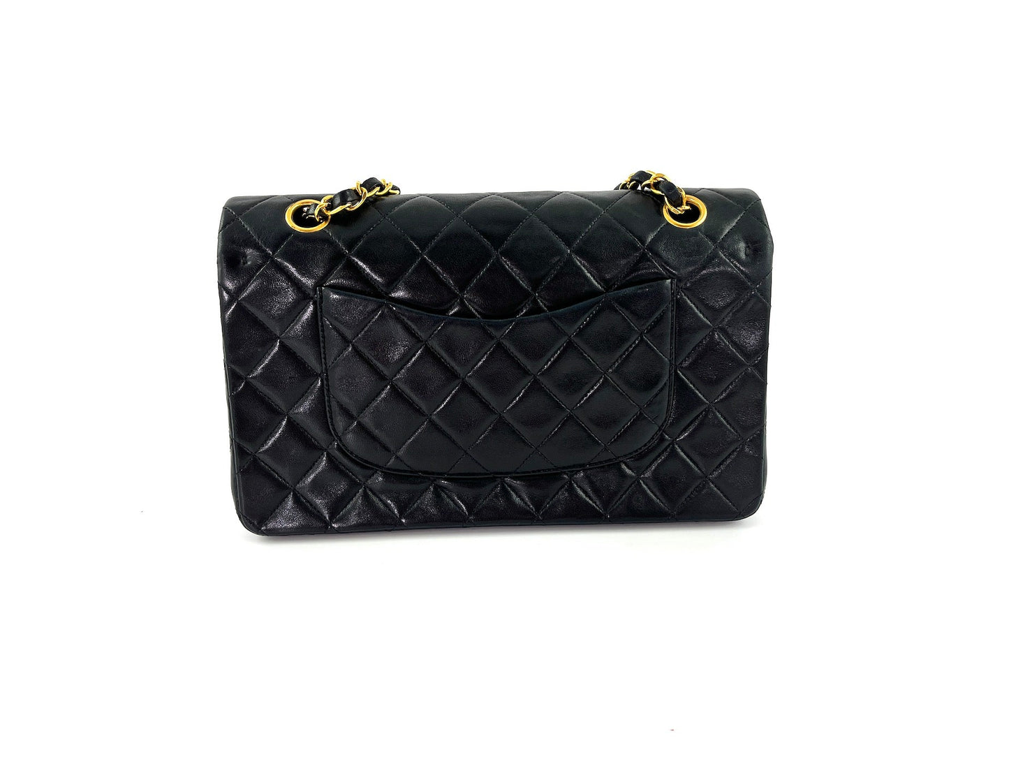 CHANEL Medium Black Leather 1990s Double Flap Bag