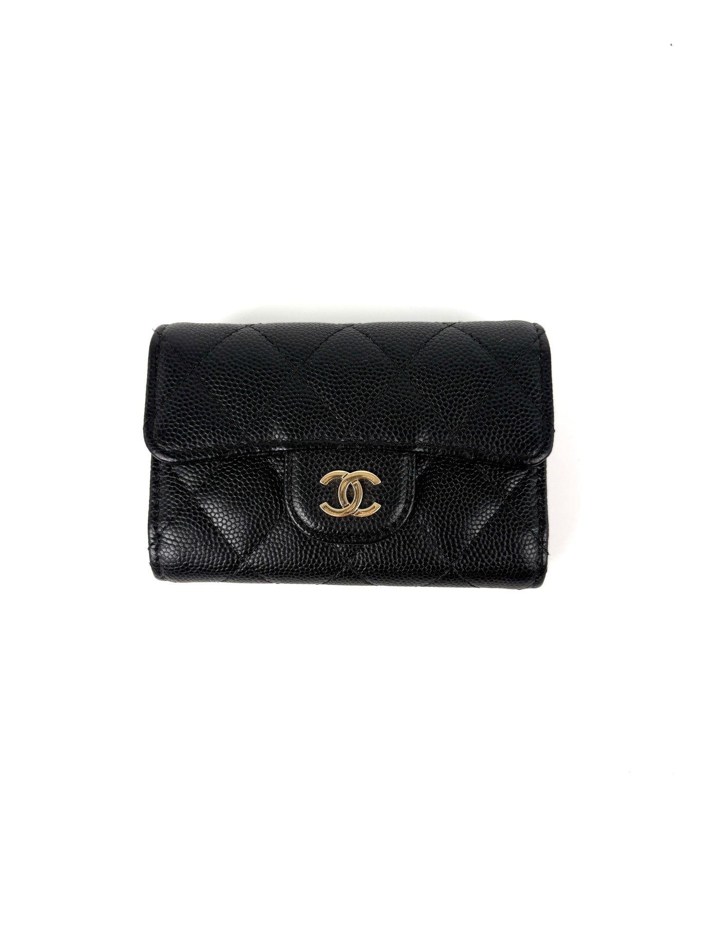CHANEL Black 4 O-Key CC Quilted Caviar Leather Flap Holder Pouch Clutch