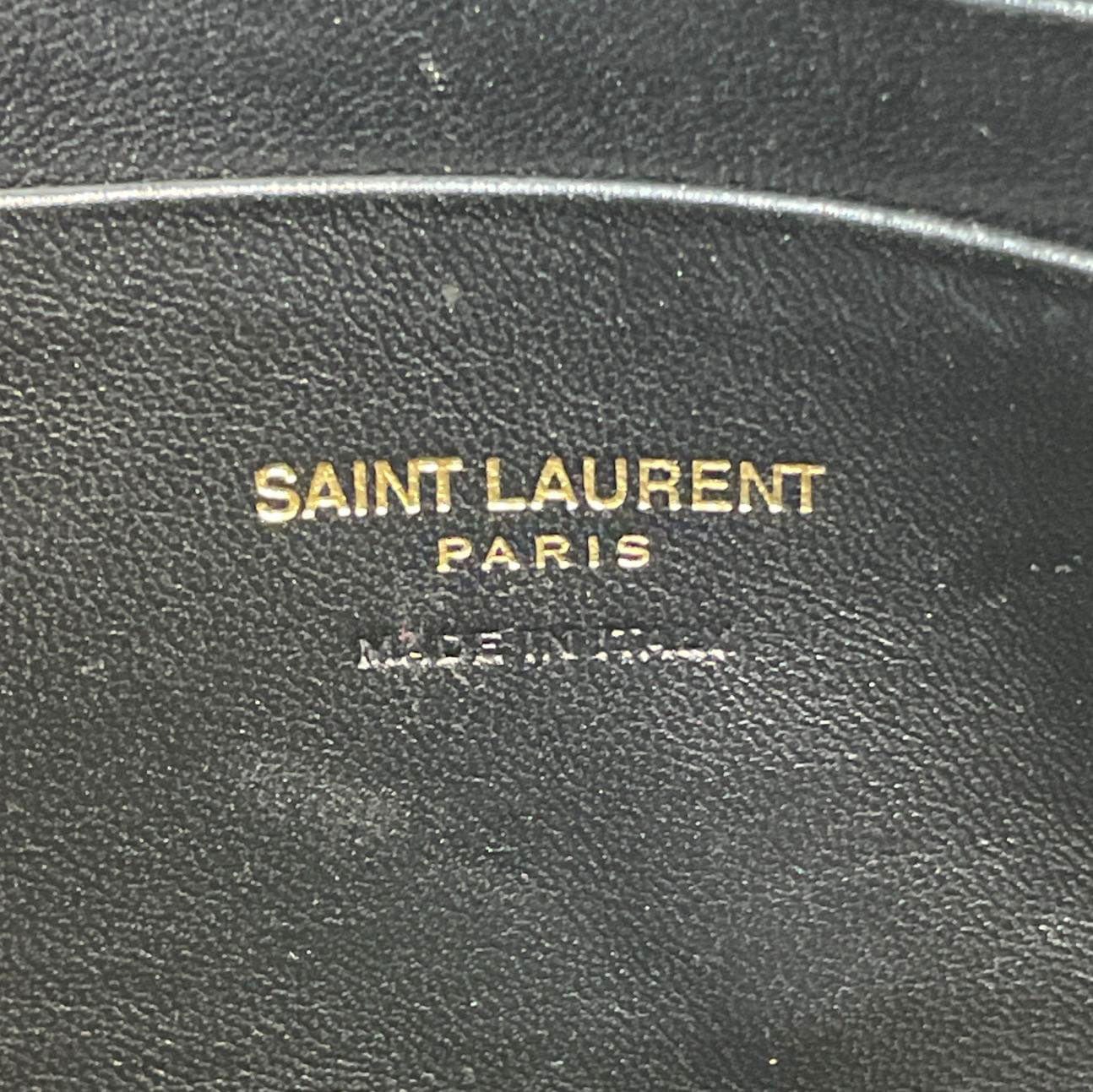 SAINT LAURENT Lou Chevron Leather Camera Bag Black