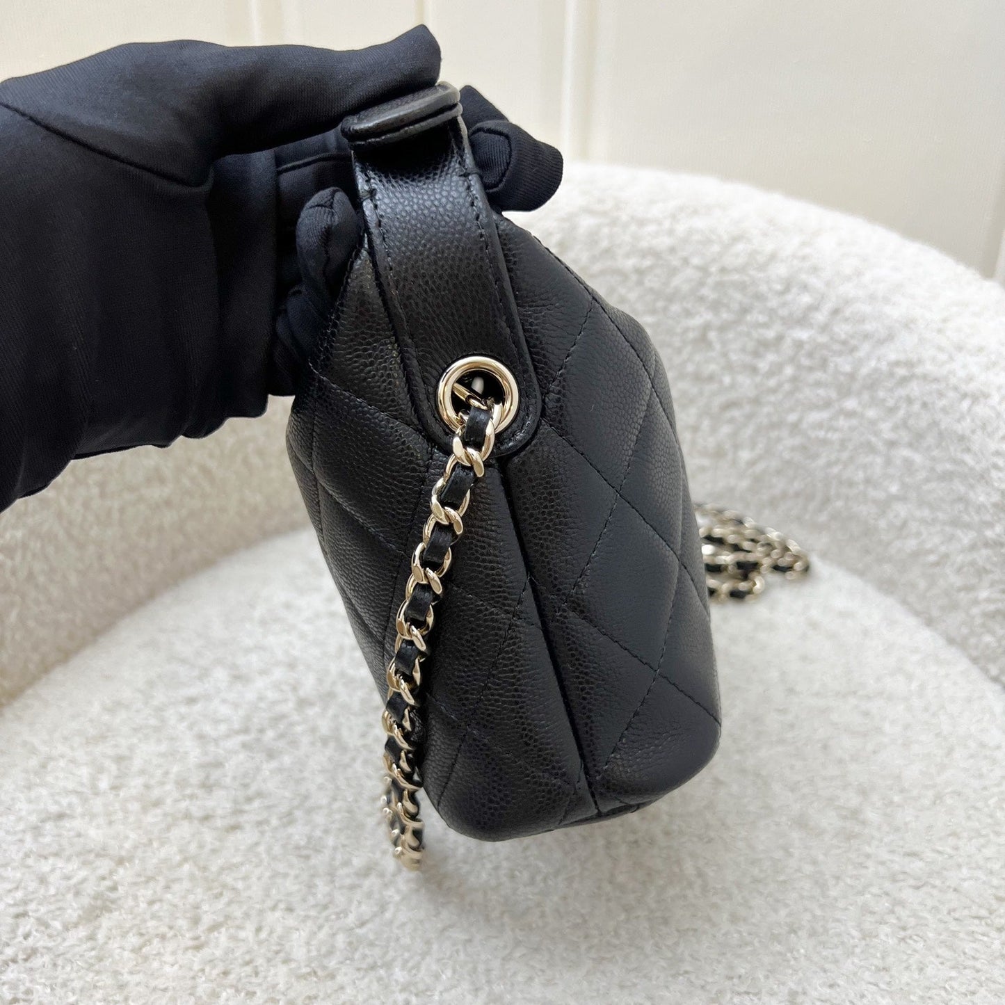 Chanel Classic Quilted Hobo Clutch on Chain in Black Caviar and LGHW (Model: AP4386) Shoulder Bag