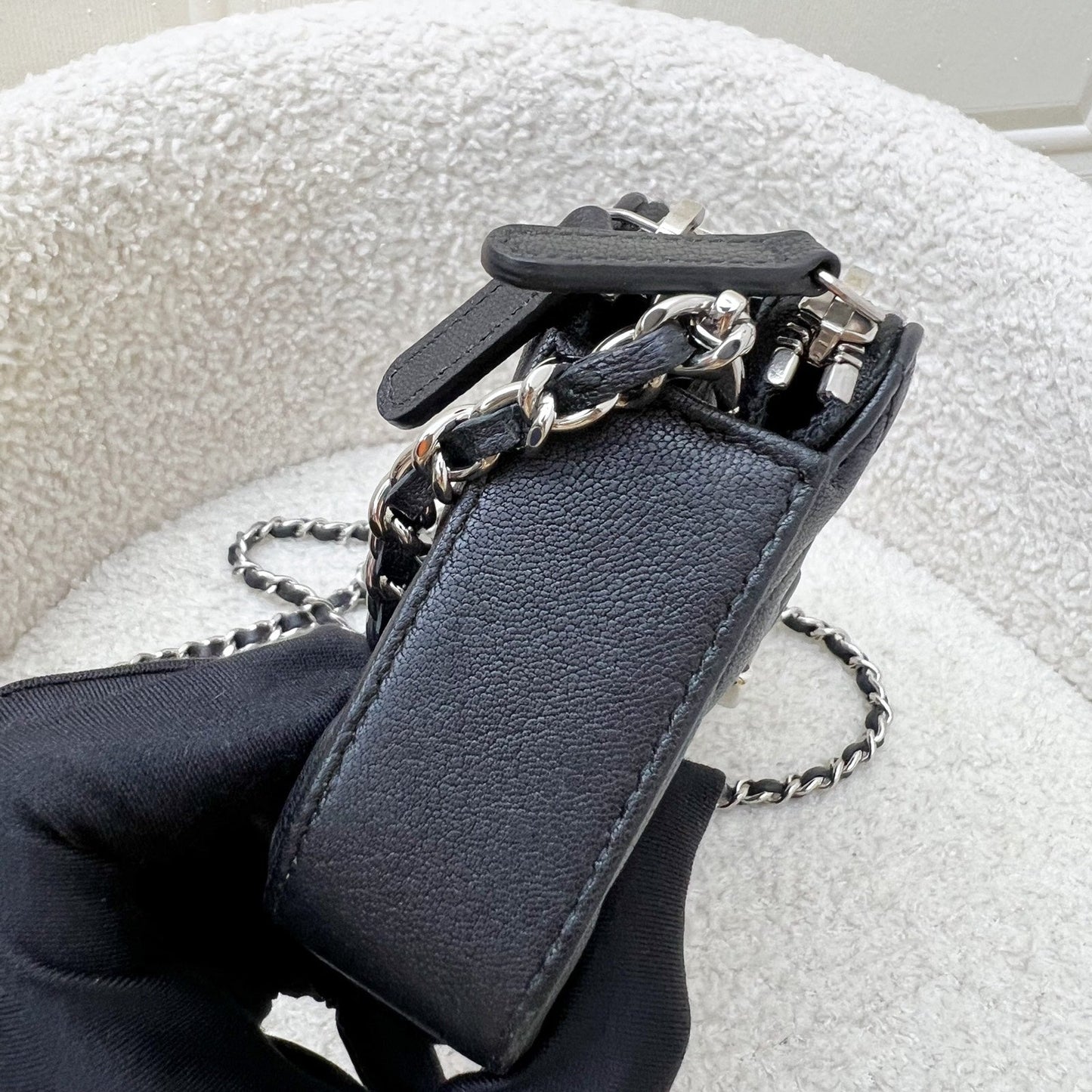Chanel Seasonal Clutch with Chain in Black Leather and SHW