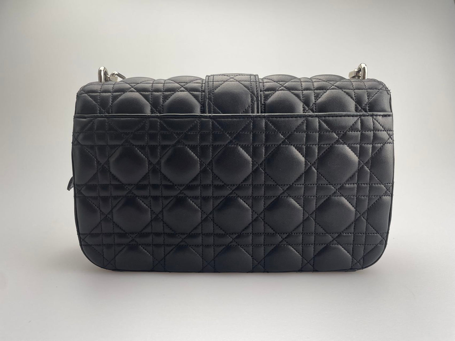 Dior Miss Dior Shoulder Bag in Black Lambskin Leather with Silver Hardware