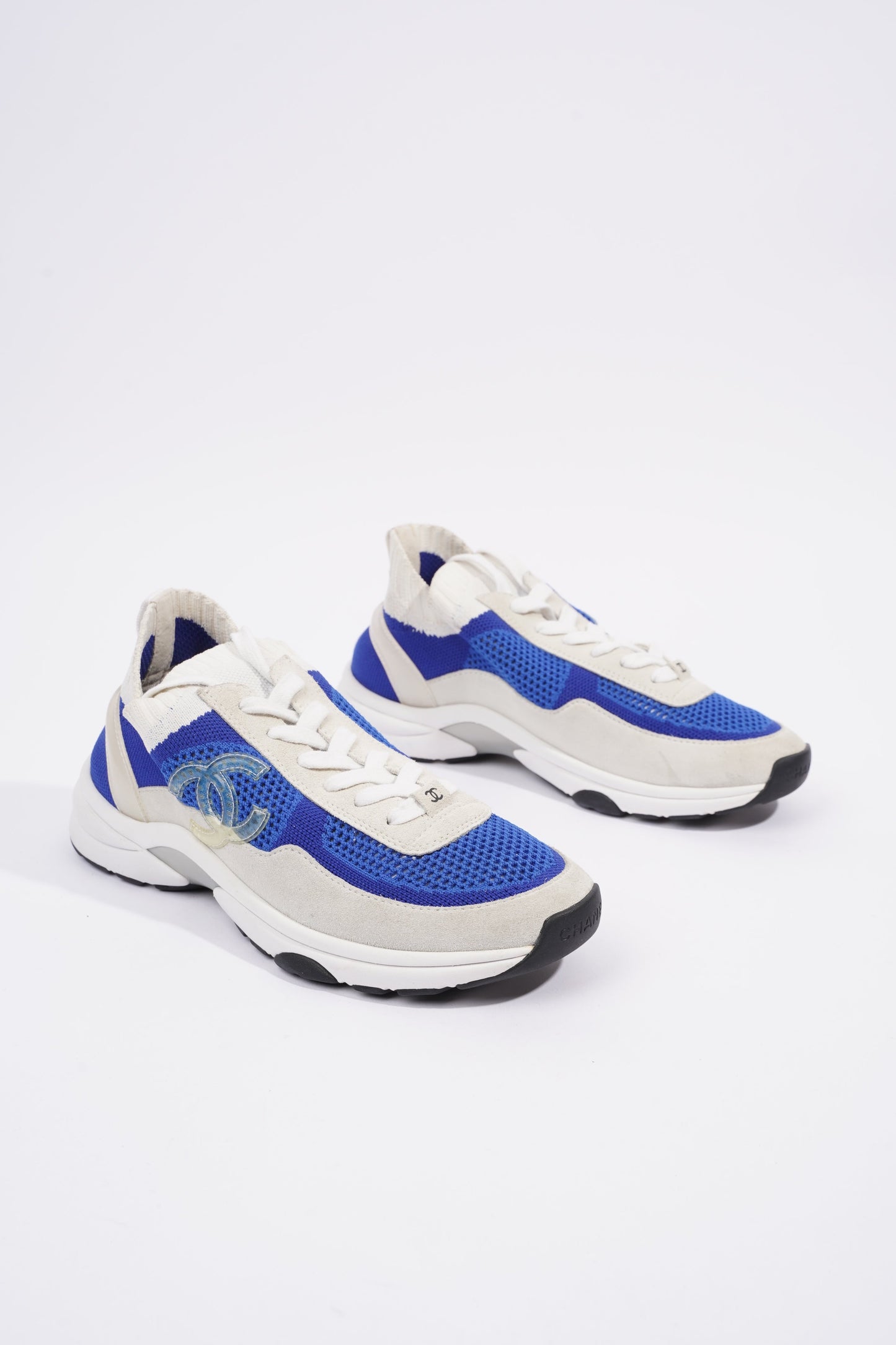 Chanel CC Logo Sneaker Blue White Suede EU 38 UK 5