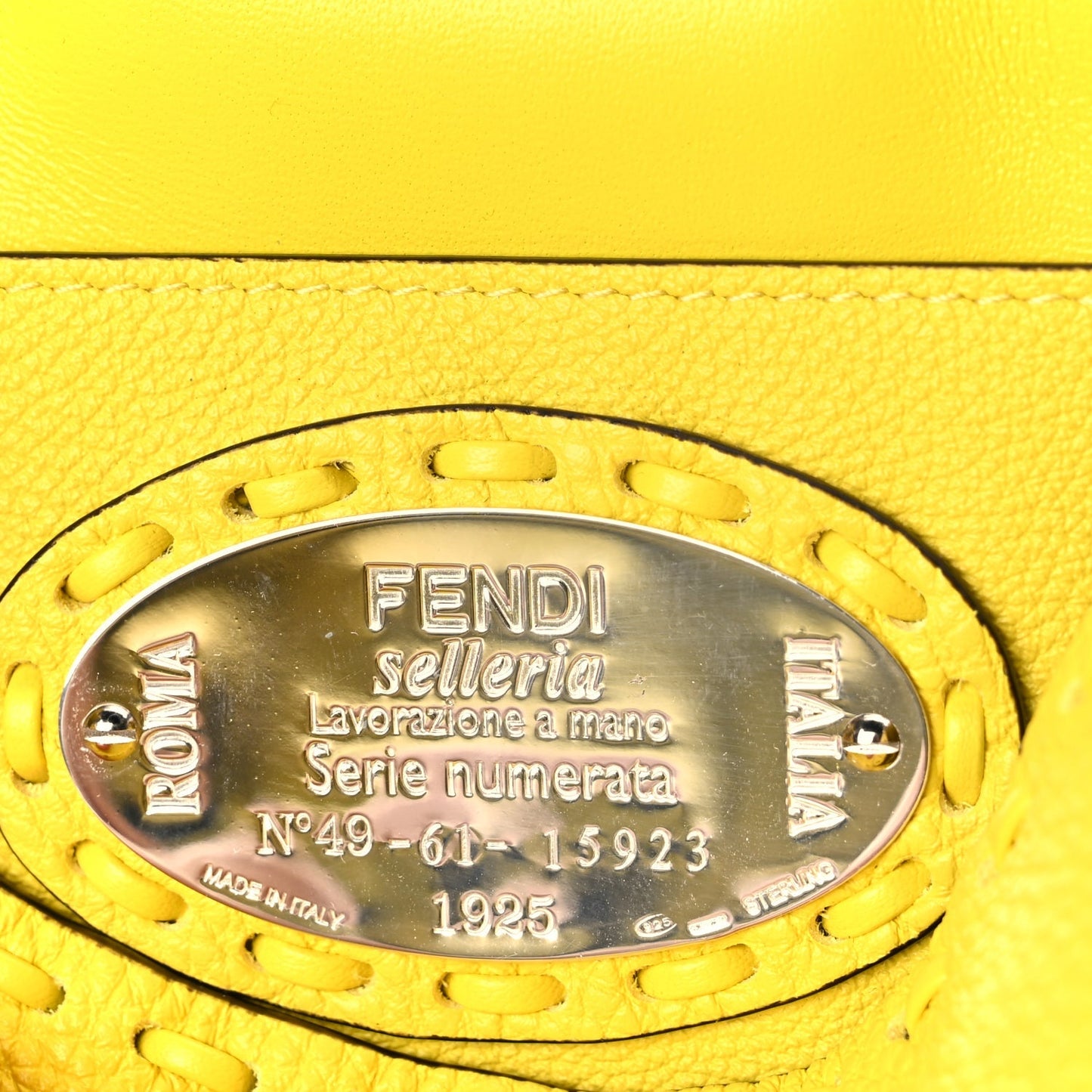 Fendi Cuoio Roma Sellerissima Nappa Sintetica Tape Stitch Mini Baguette Acid Yellow