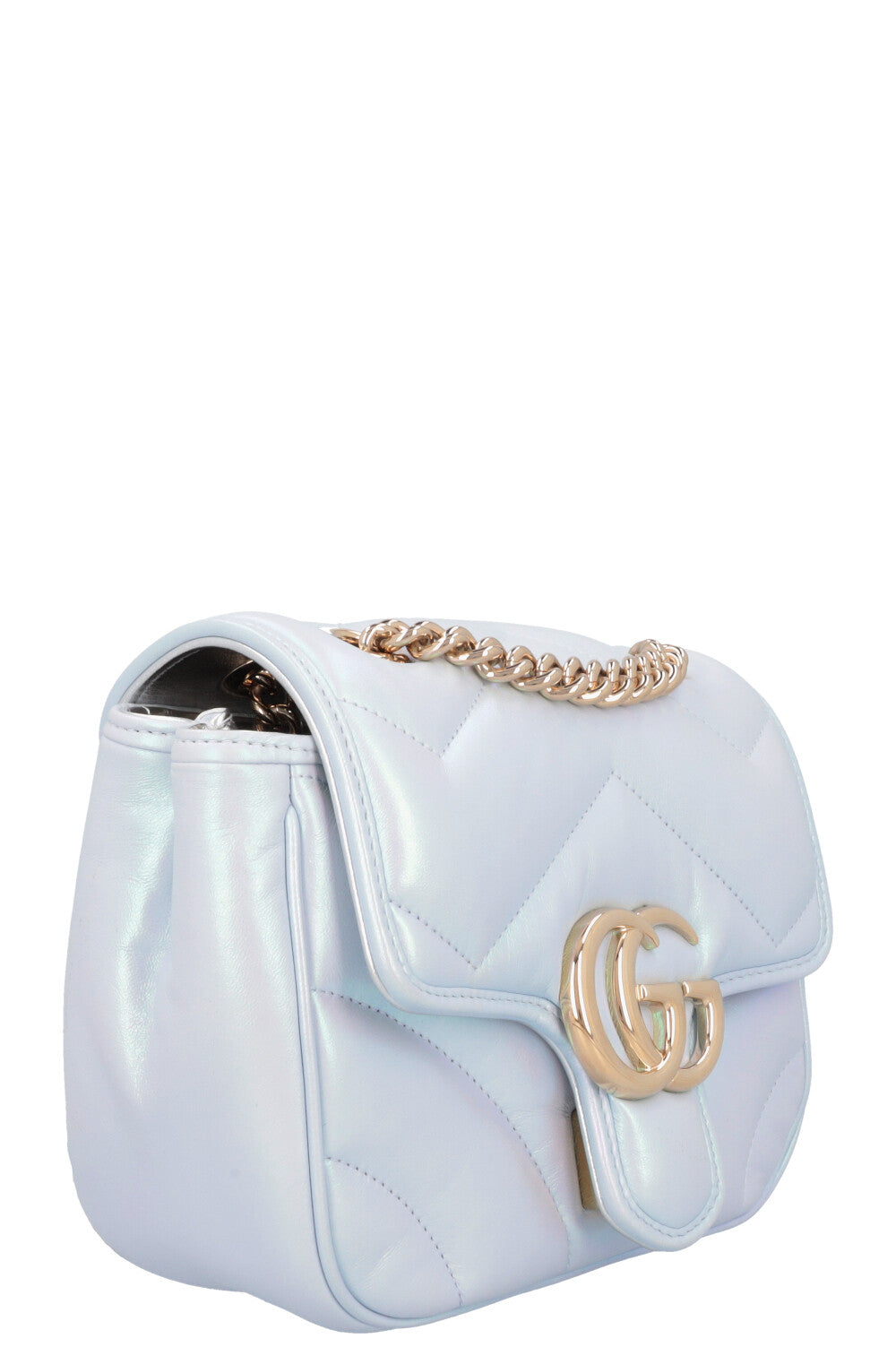 GUCCI GG Marmont Mini Shoulder Bag Blue Iridescent