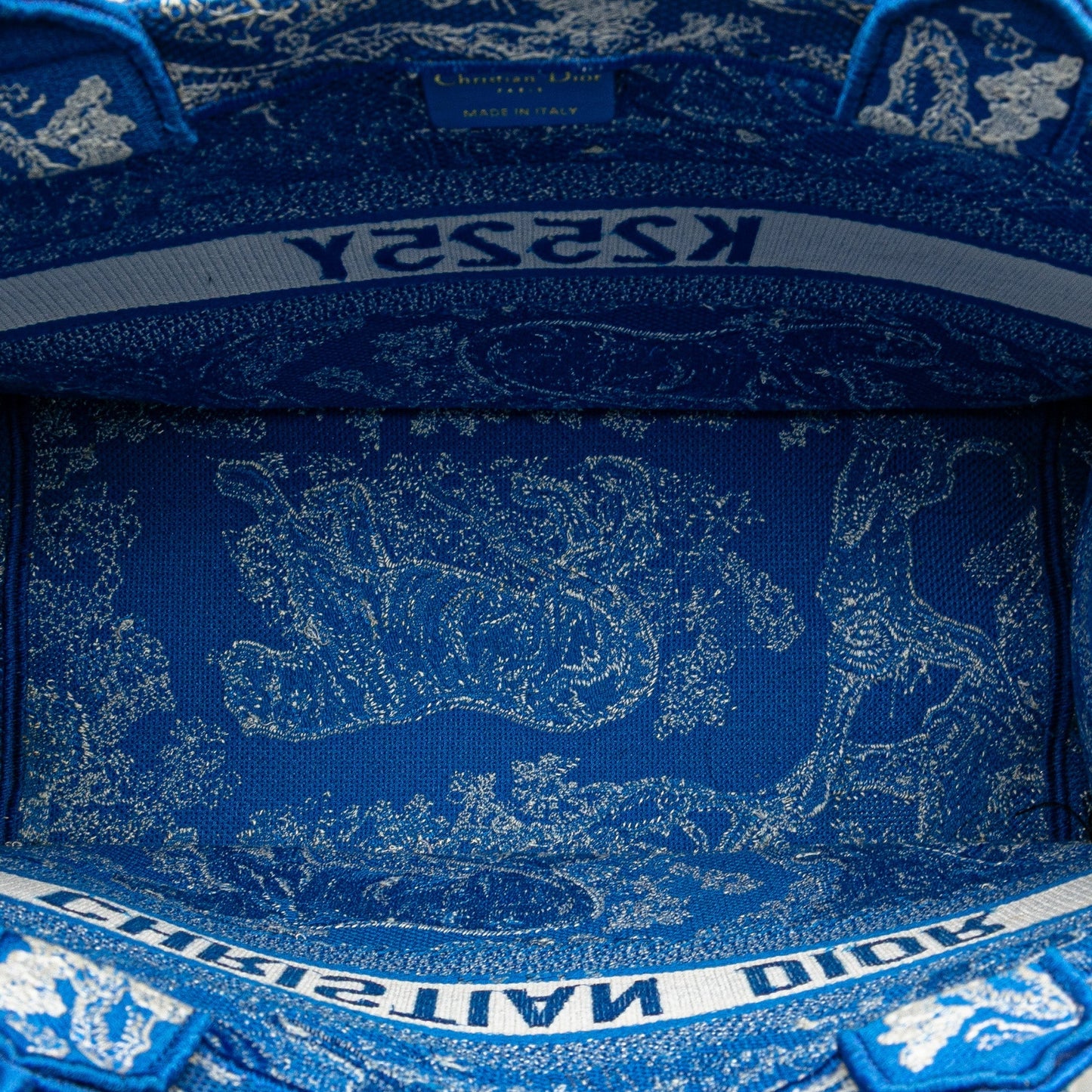 Blue Dior Medium Canvas Embroidered Dioriviera Toile De Jouy Book Tote