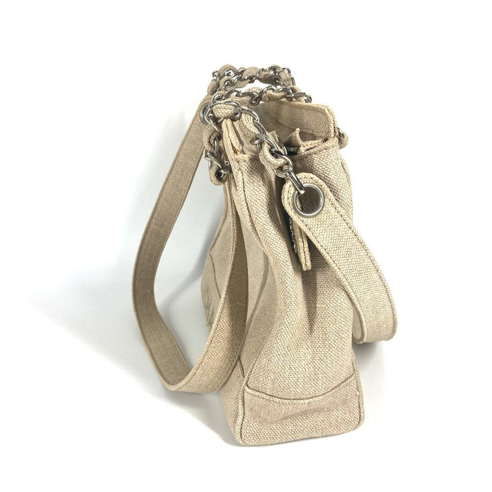 CHANEL Shoulder Bag canvas beige CC COCO Mark