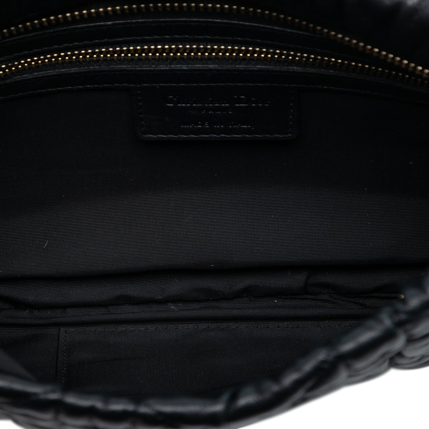 Black Dior Calfskin Cannage Rose Clutch