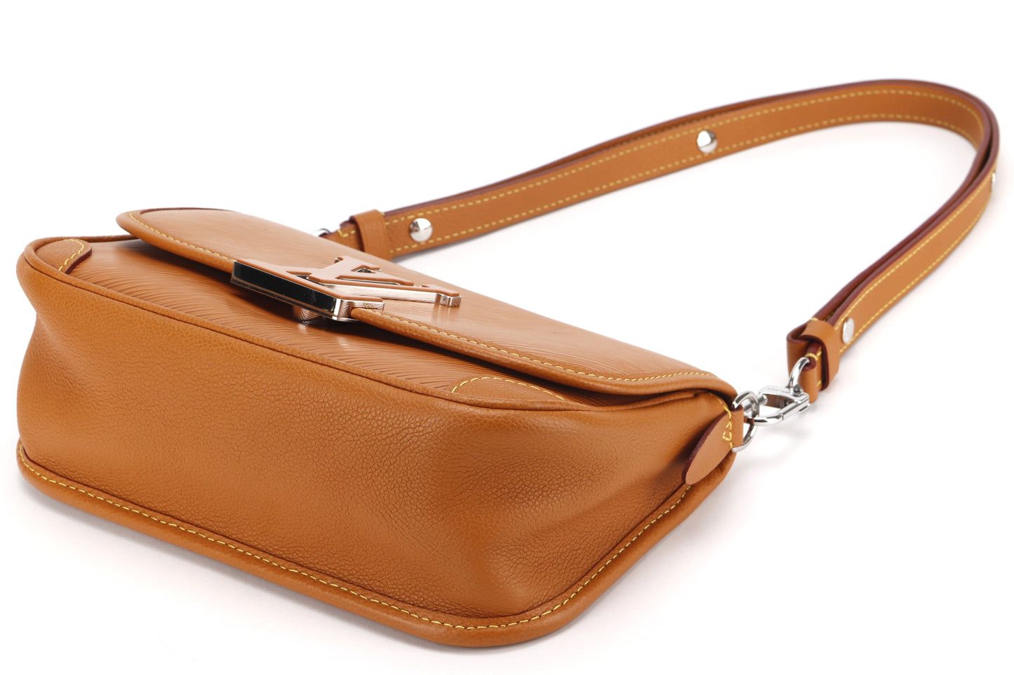 LOUIS VUITTON BUCI CROSSBODY SMALL GOLD MIEL EPI LEATHER SILVER HARDWARE, WITH STRAP & DUST COVER