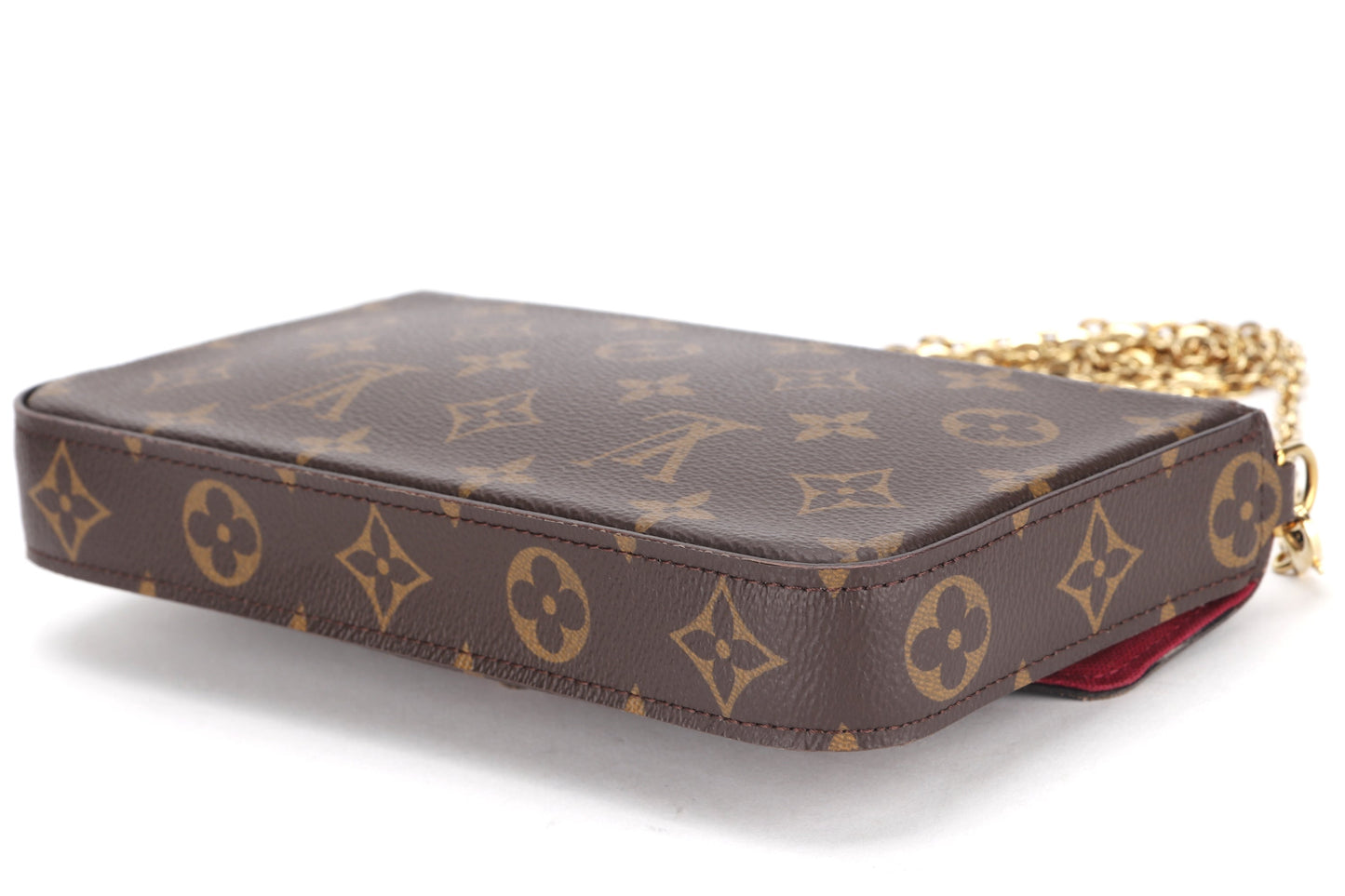 LOUIS VUITTON POCHETTE FELICIE CHAIN BAG ( ) MONOGRAM CANVAS GOLD HARDWARE, WITH CHAIN STRAP, INNER POUCH, INNER CARD POUCH, DUST COVER & BOX